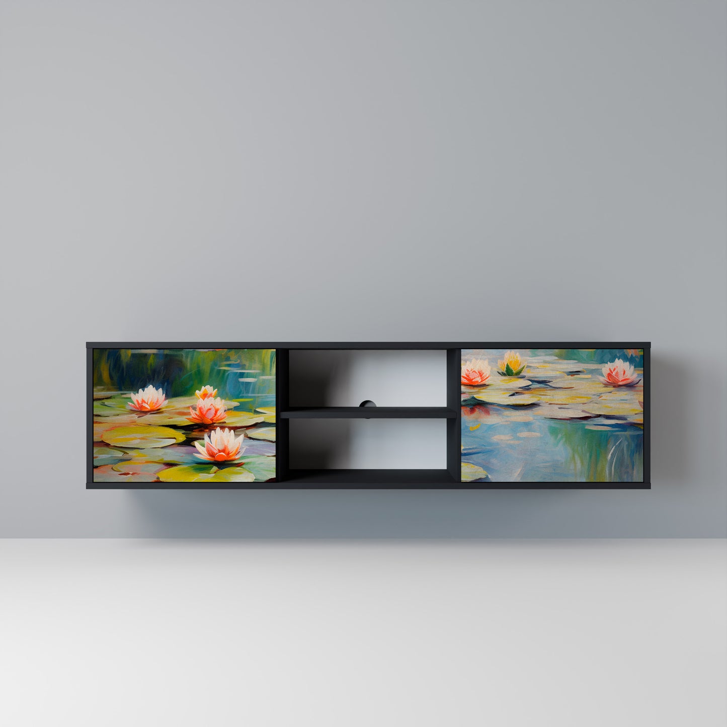 BLOOMING WATERS Mobile TV a 2 Ante in Finitura Nera