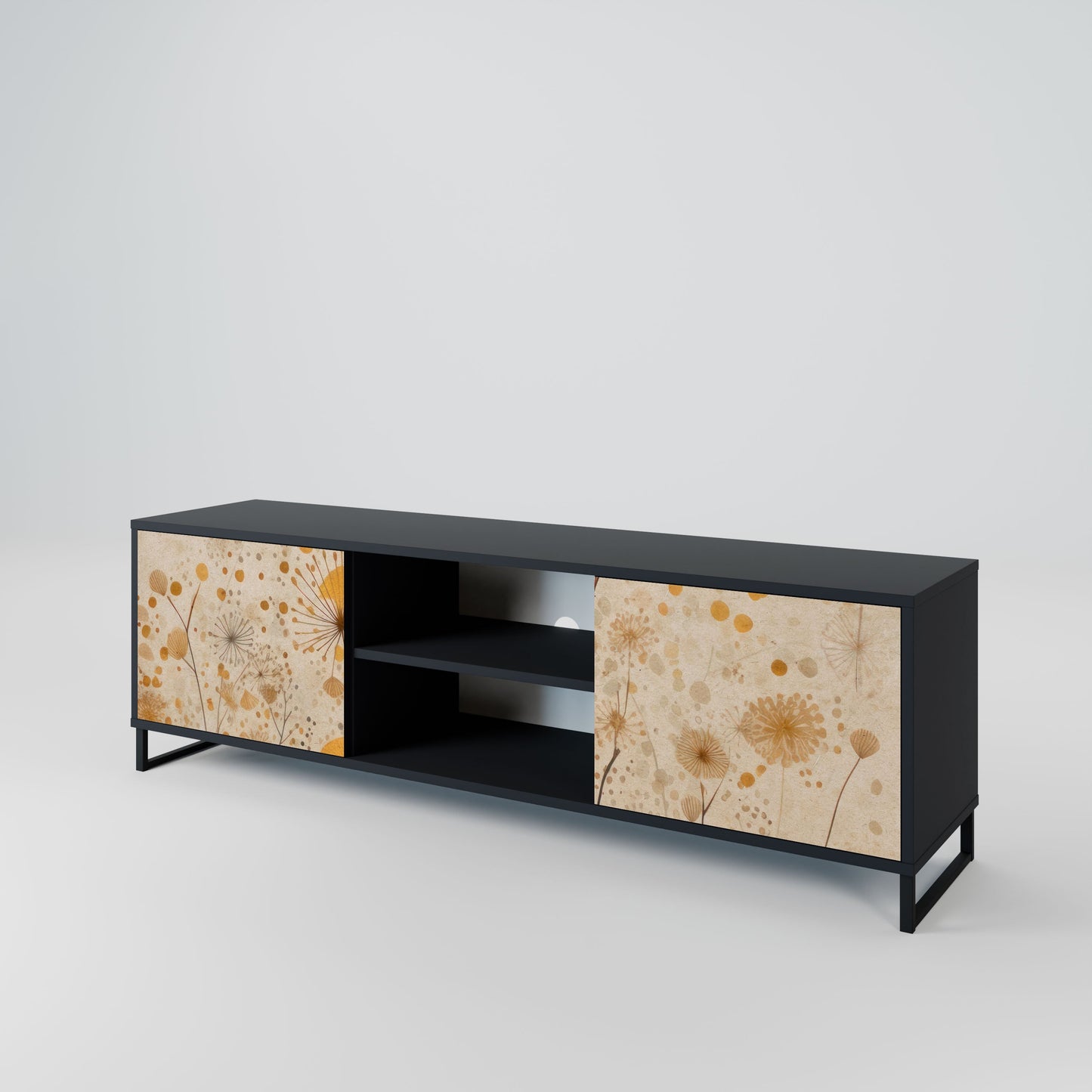 MORNING GLADE 2-Door TV Stand in Black Finish