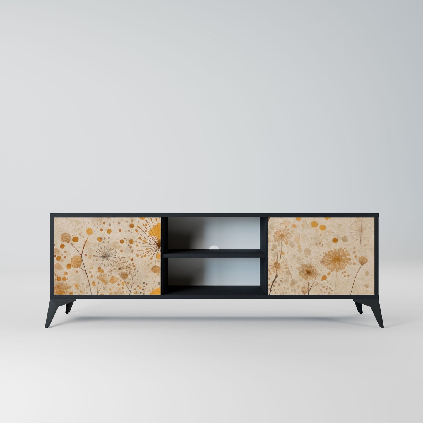 MORNING GLADE 2-Door TV Stand in Black Finish
