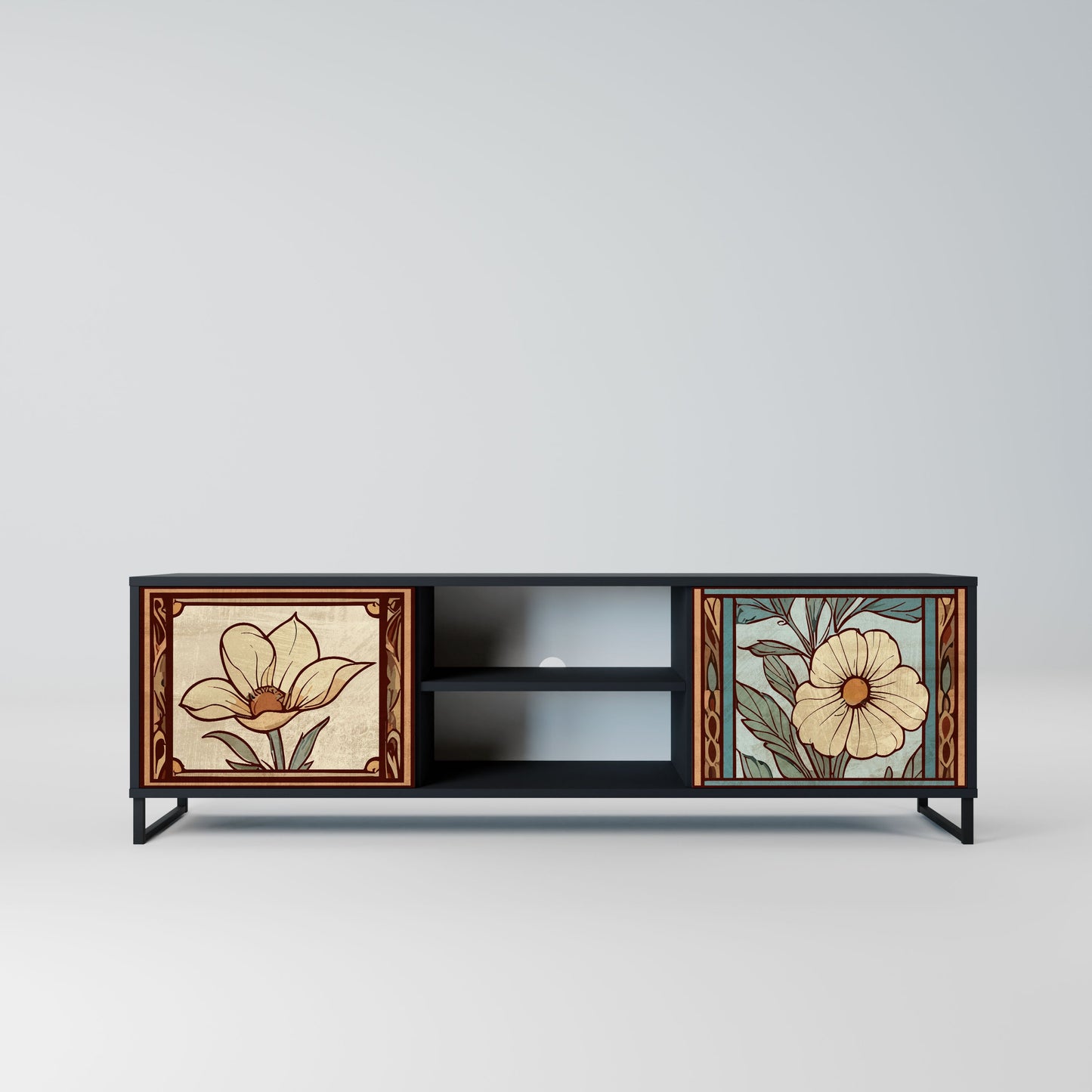 TIMELESS FLORA 2-Door TV Stand in Black Finish