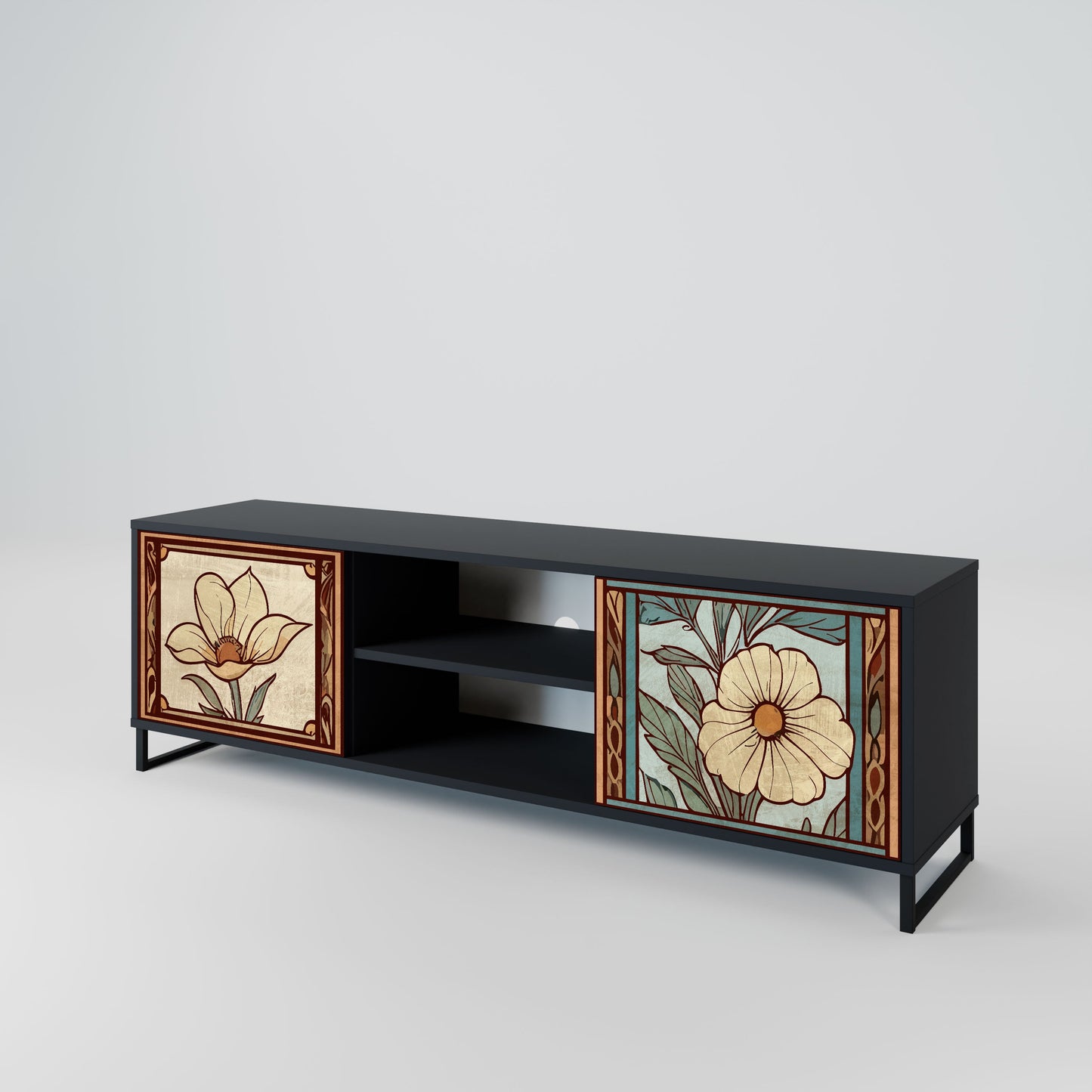 TIMELESS FLORA 2-Door TV Stand in Black Finish