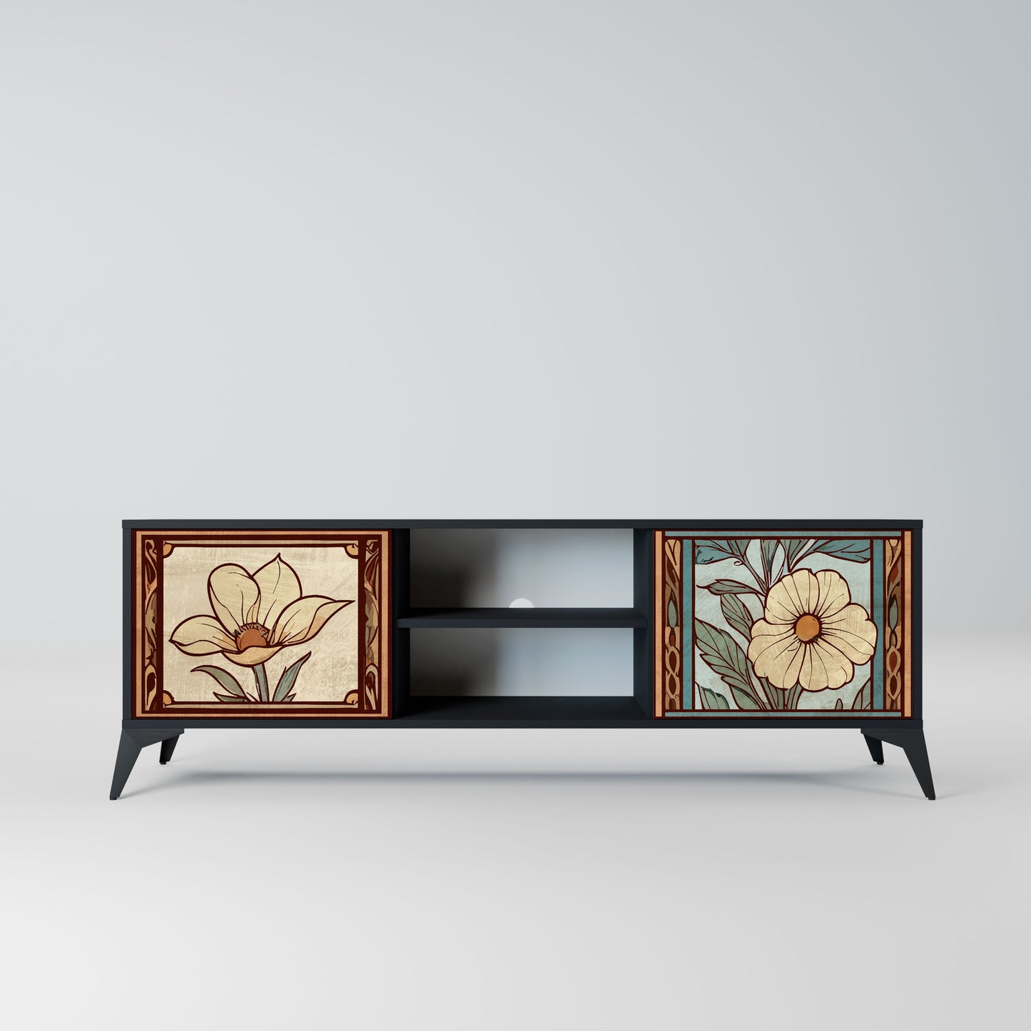 TIMELESS FLORA 2-Door TV Stand in Black Finish