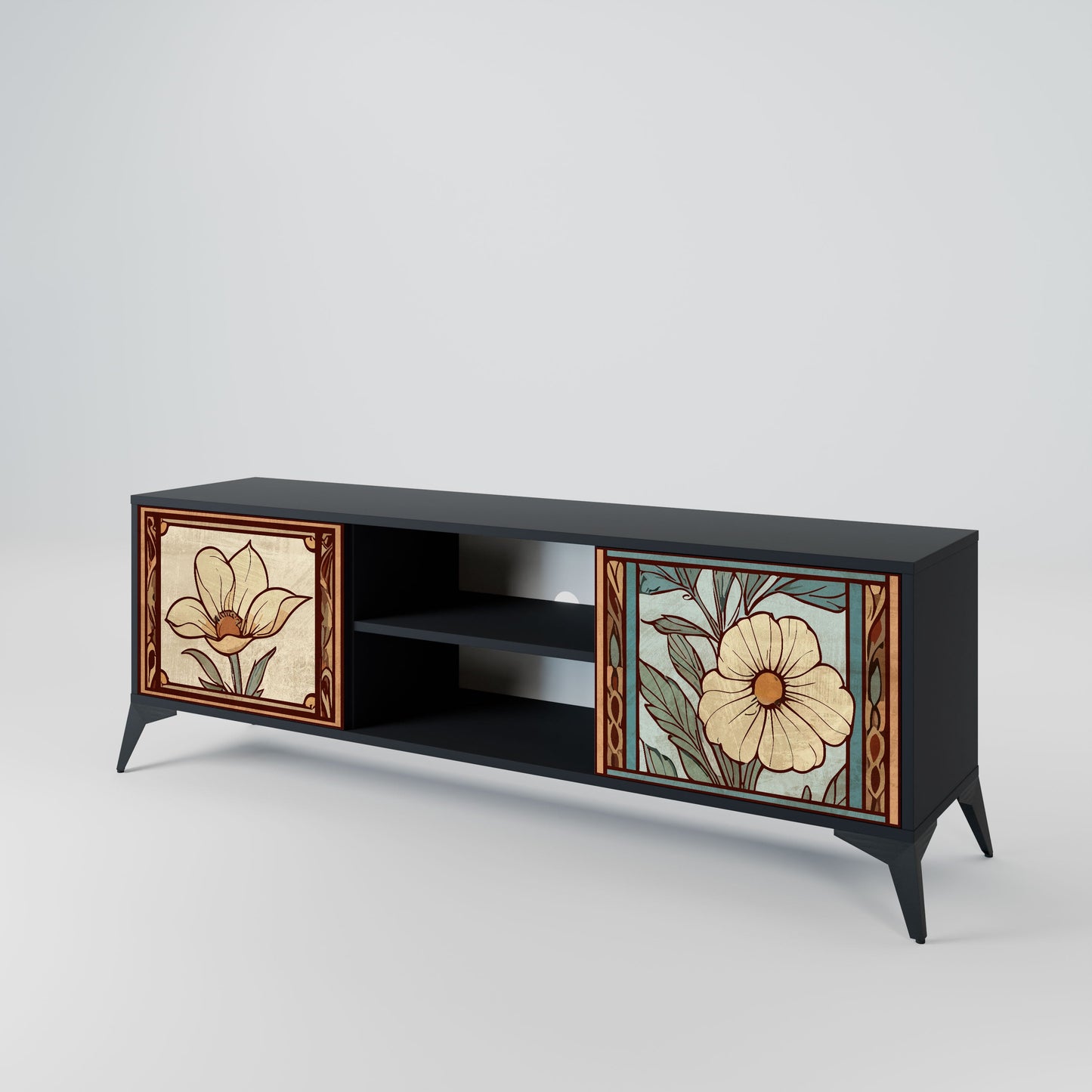 TIMELESS FLORA 2-Door TV Stand in Black Finish