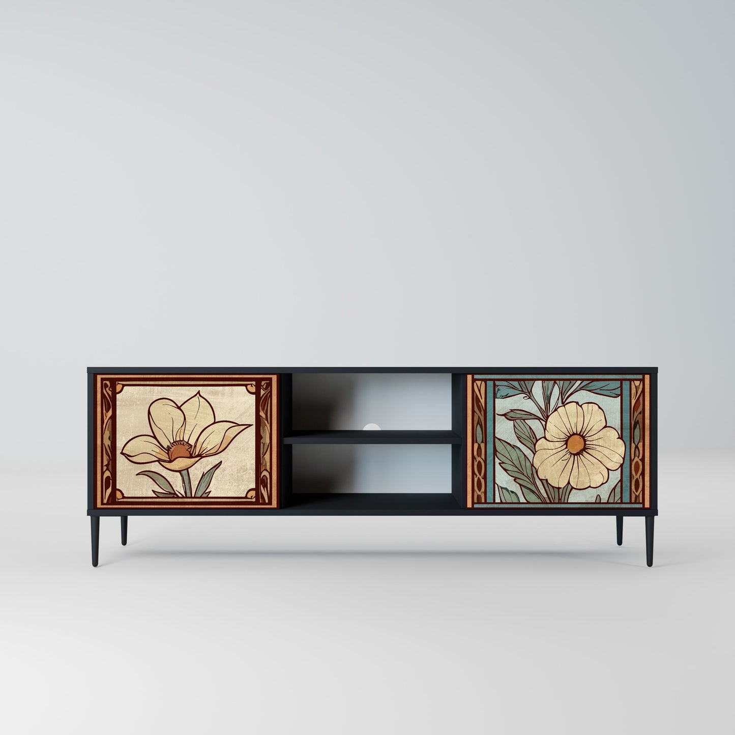 TIMELESS FLORA 2-Door TV Stand in Black Finish