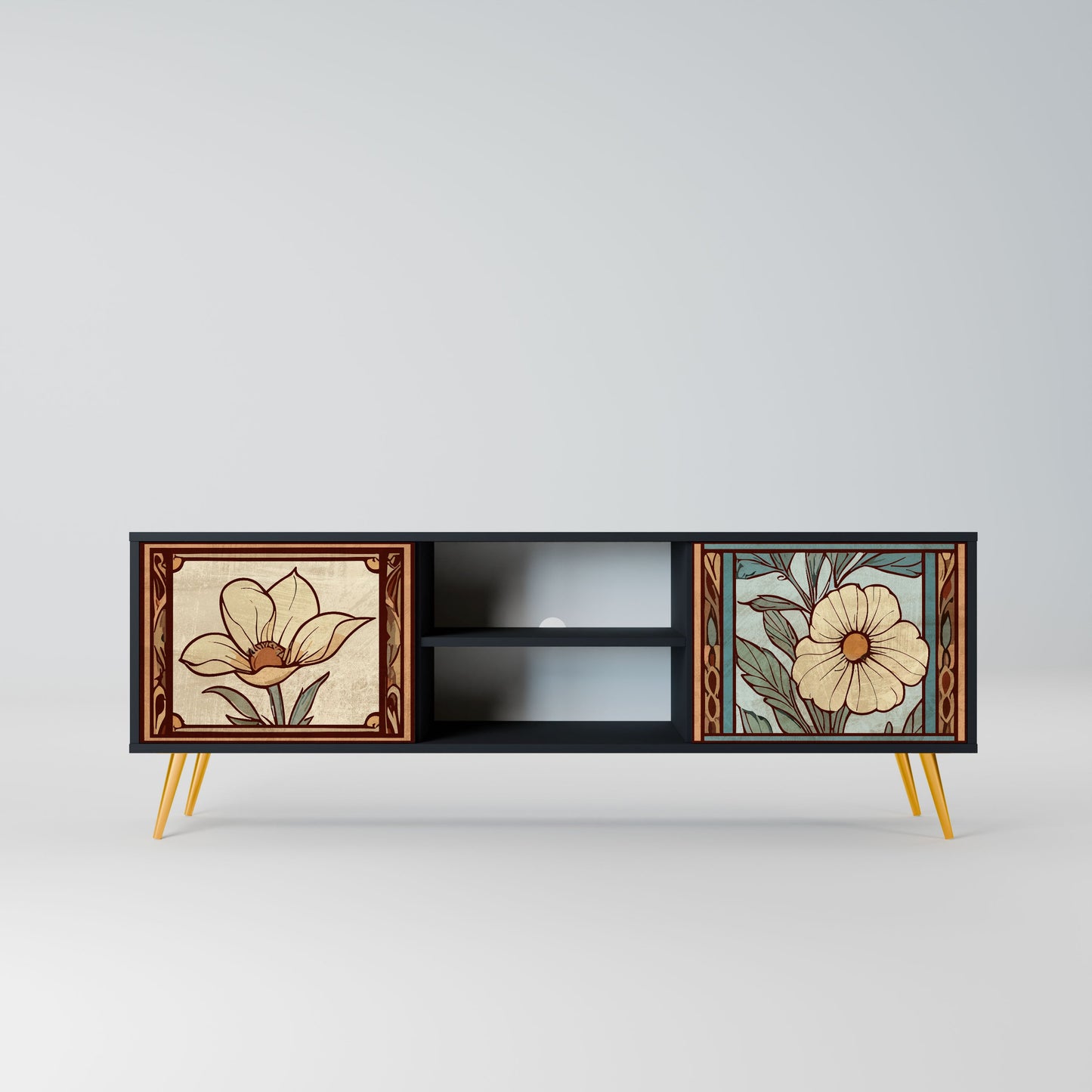 TIMELESS FLORA 2-Door TV Stand in Black Finish