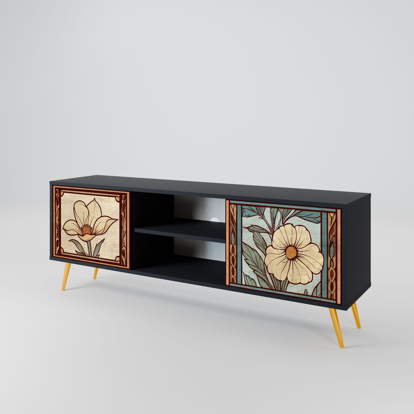 TIMELESS FLORA 2-Door TV Stand in Black Finish