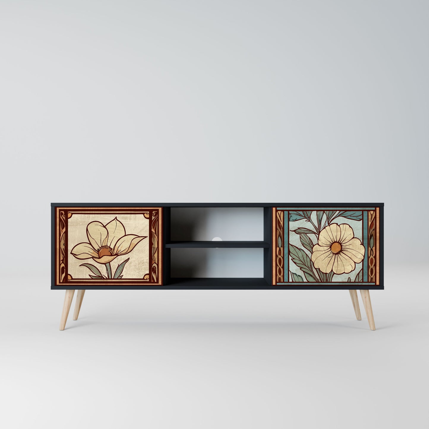 TIMELESS FLORA 2-Door TV Stand in Black Finish