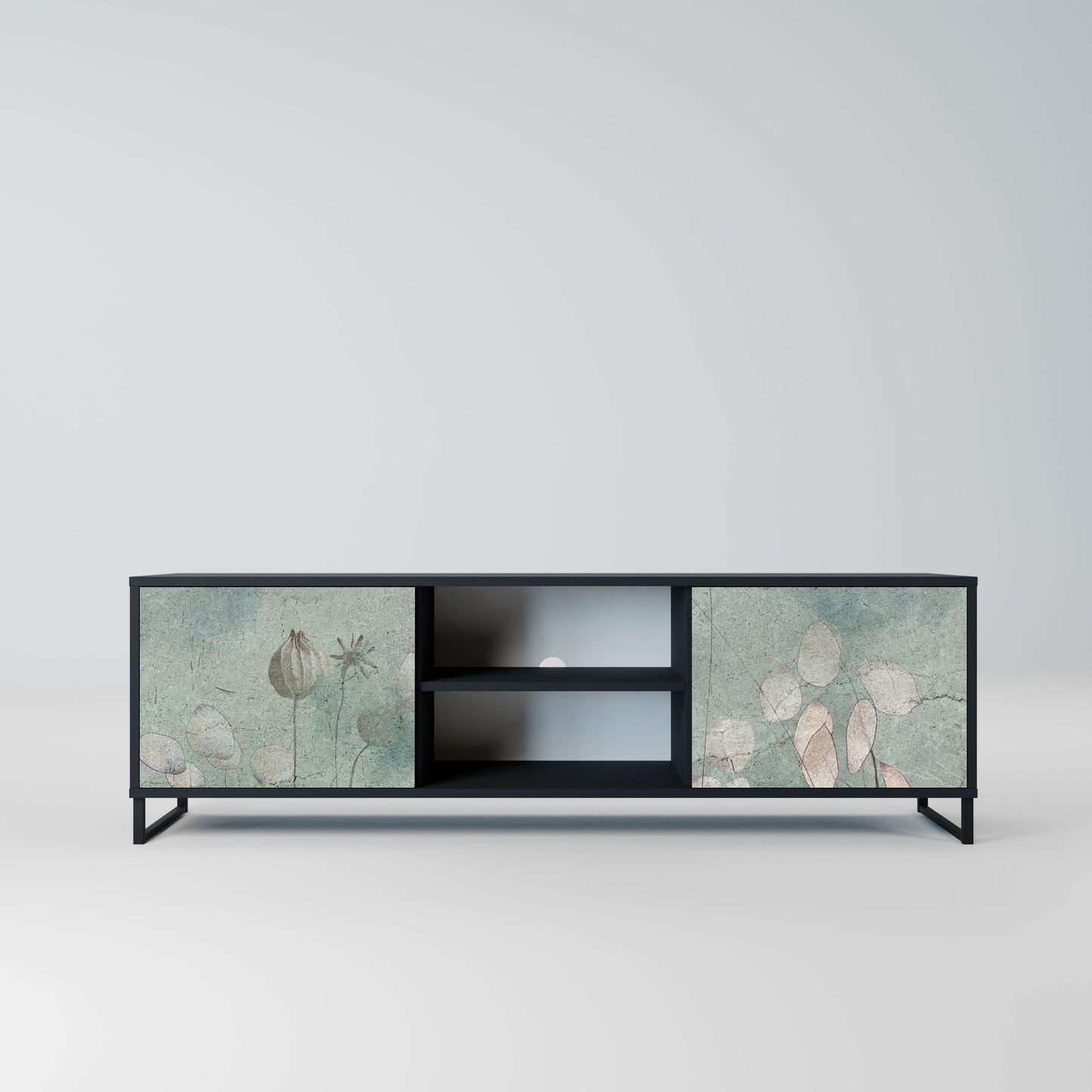 NIGHT LADY 2-Door TV Stand in Black Finish