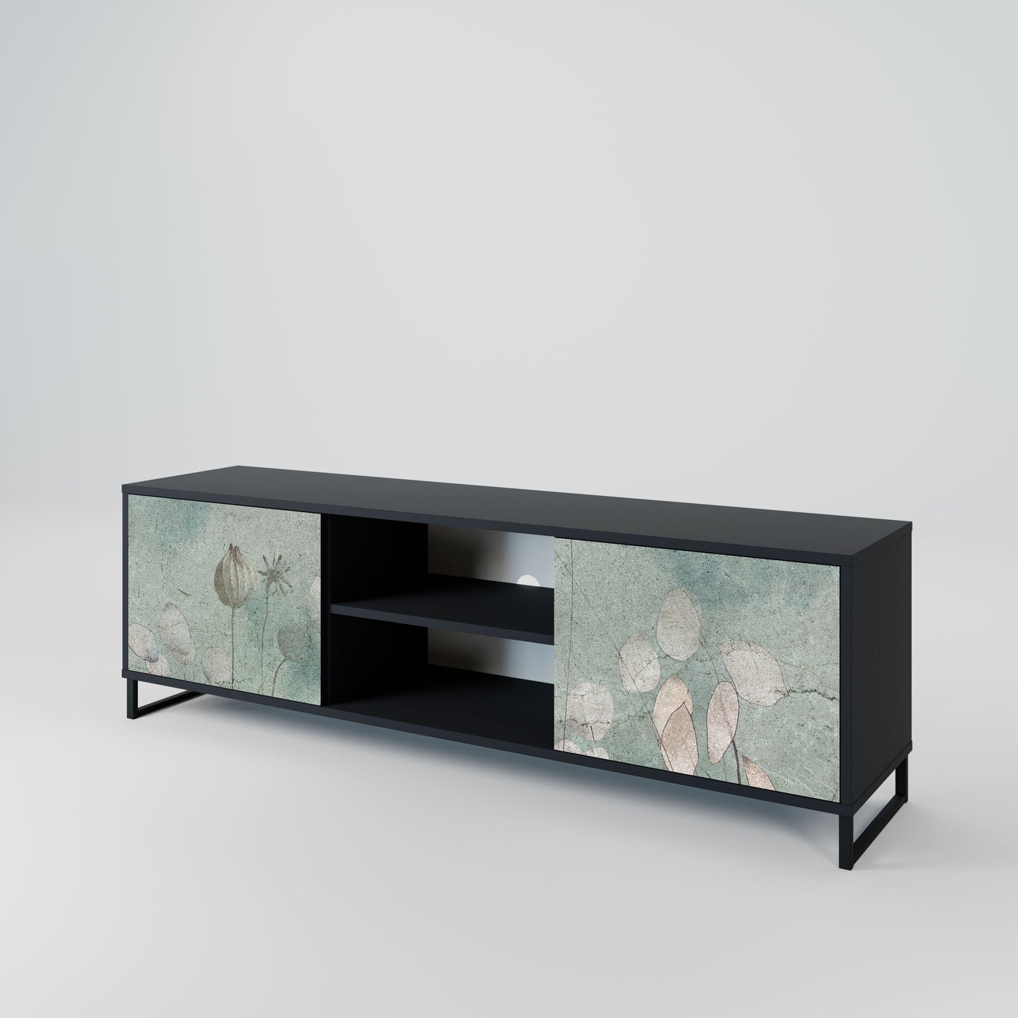 NIGHT LADY 2-Door TV Stand in Black Finish