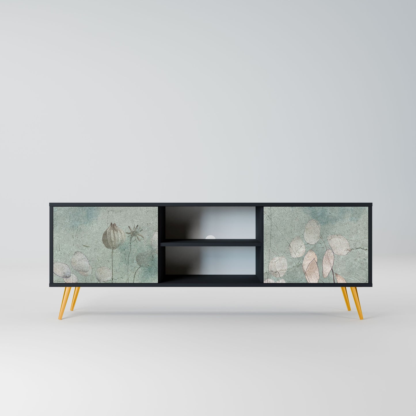 NIGHT LADY 2-Door TV Stand in Black Finish