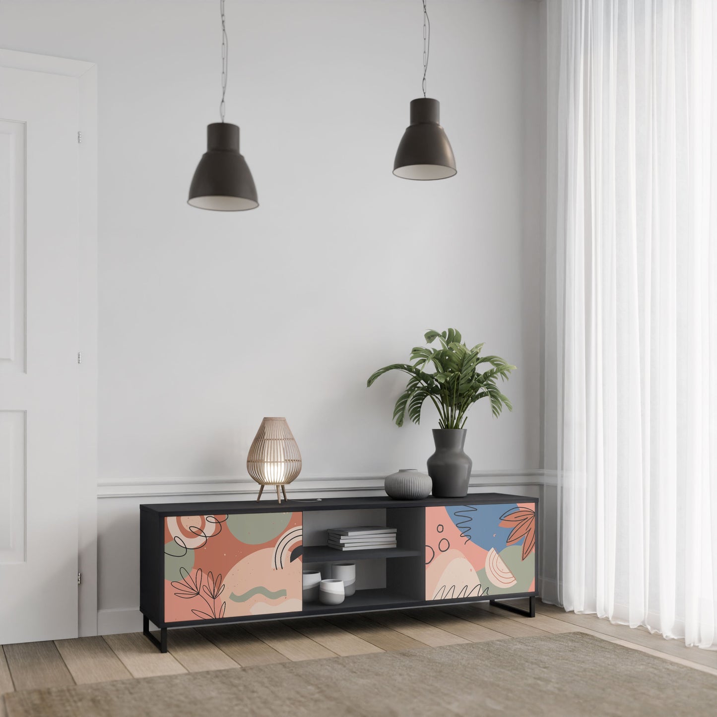 Mobile TV PASTEL DESTINY a 2 ante in finitura nera