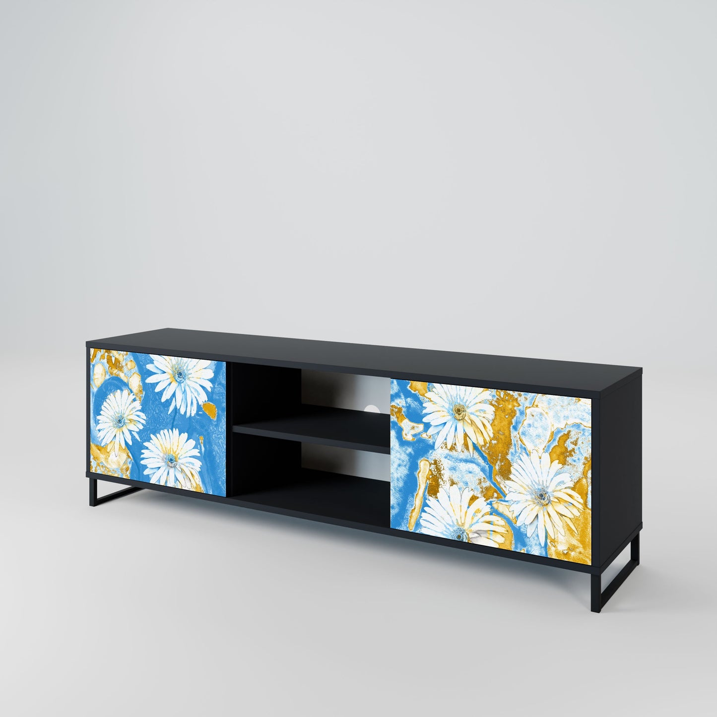 DAISY LUXE 2-Door TV Stand in Black Finish