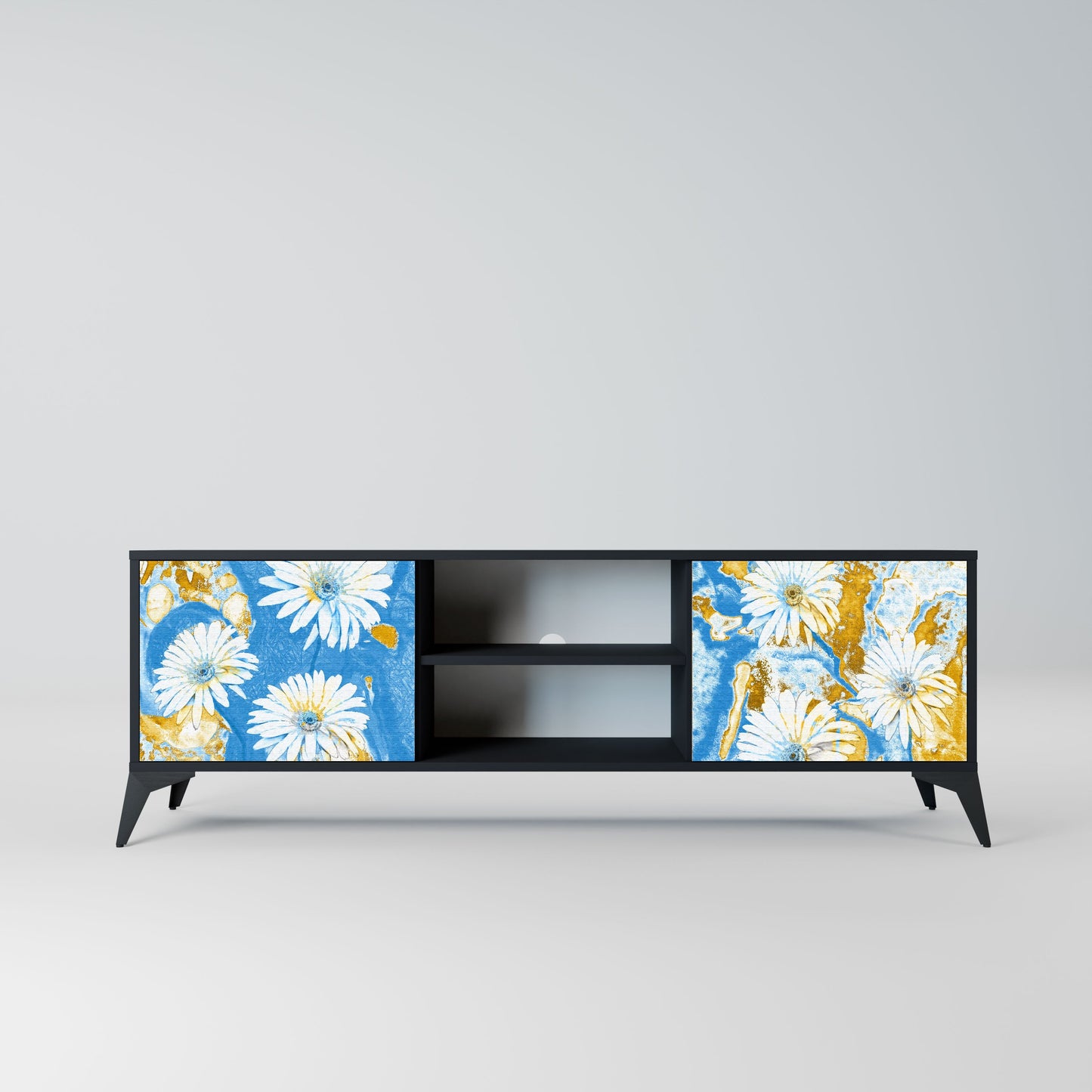 DAISY LUXE 2-Door TV Stand in Black Finish