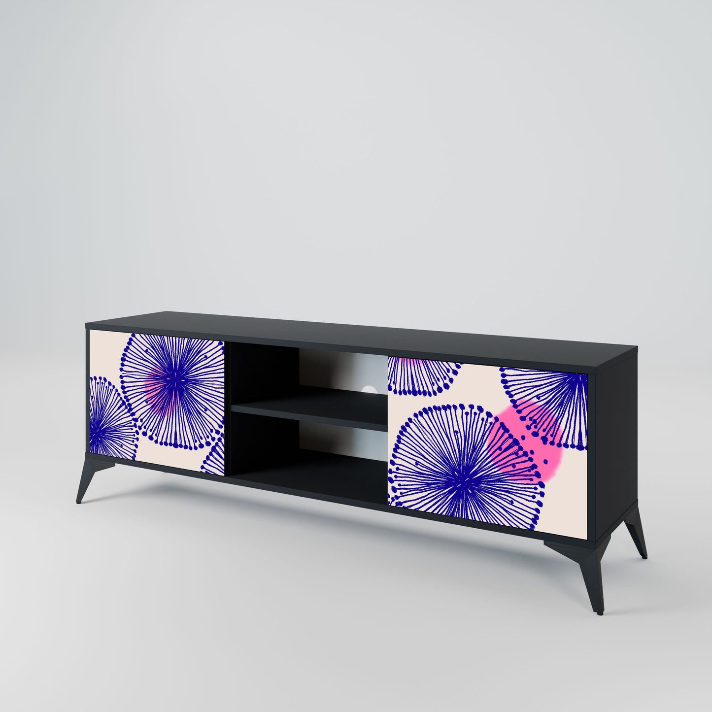 MAGIC NATURE 2-Door TV Stand in Black Finish
