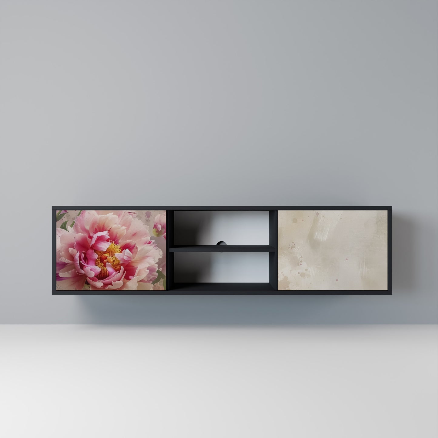 Mobile TV a 2 ante PEONY WHISPER con finitura nera