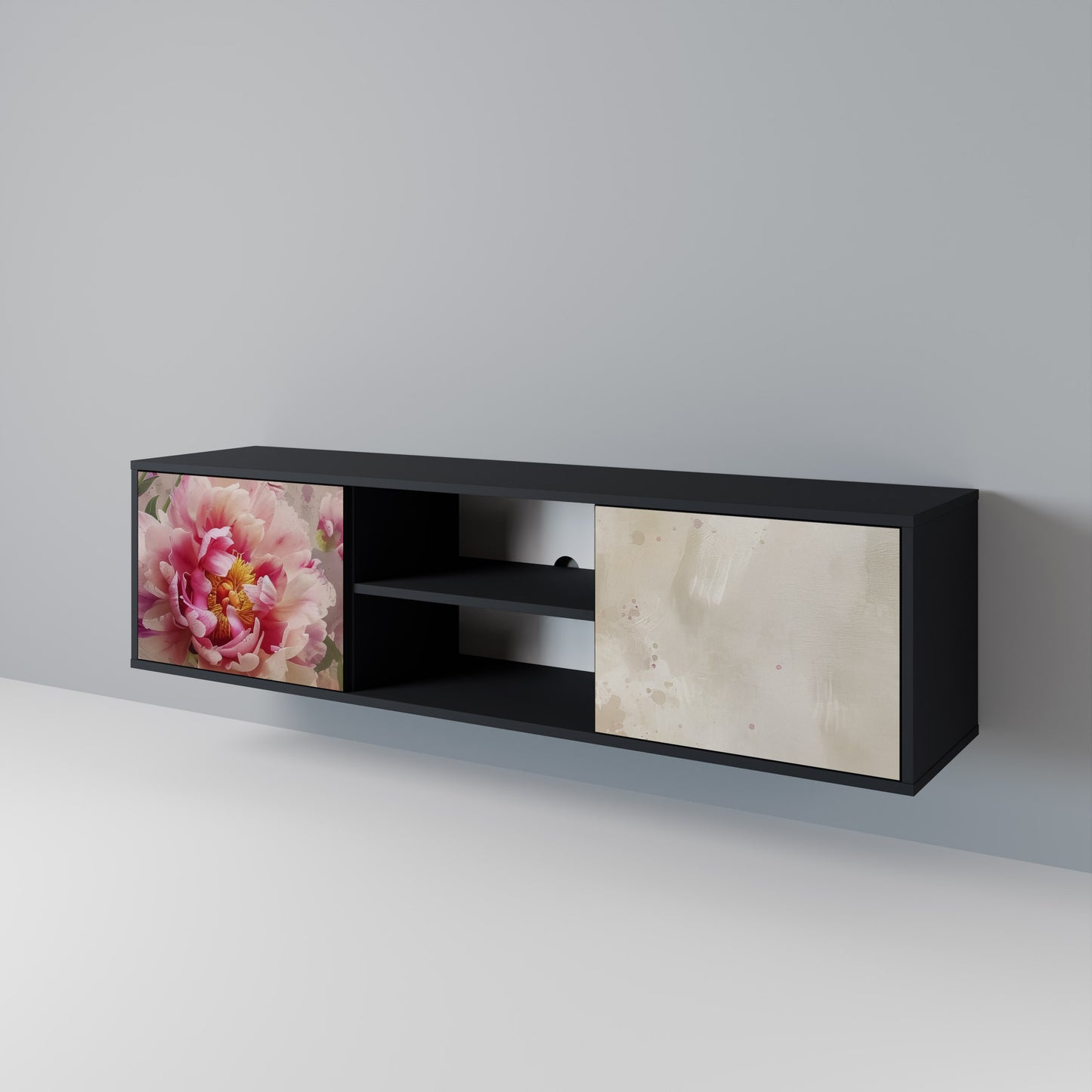 Mobile TV a 2 ante PEONY WHISPER con finitura nera