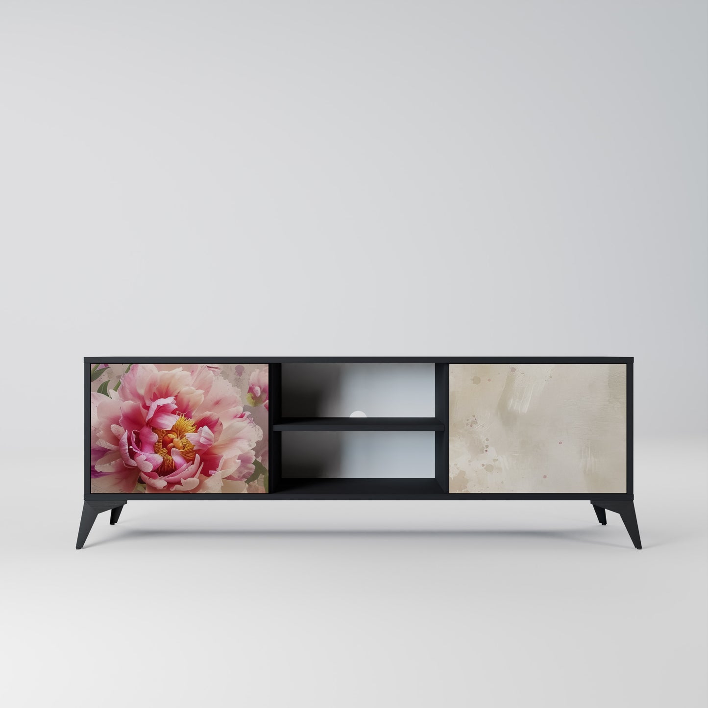 Mobile TV a 2 ante PEONY WHISPER con finitura nera