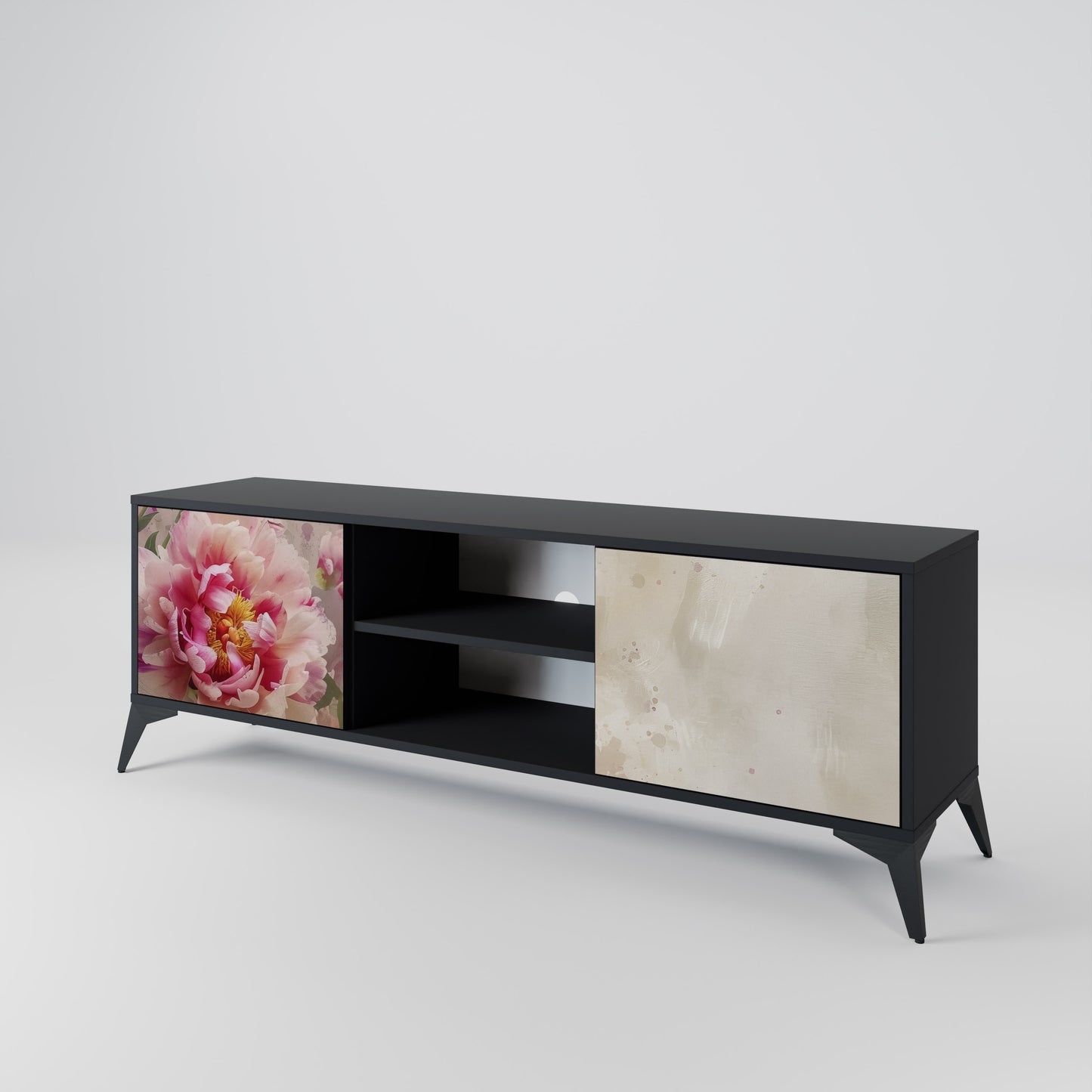 Mobile TV a 2 ante PEONY WHISPER con finitura nera