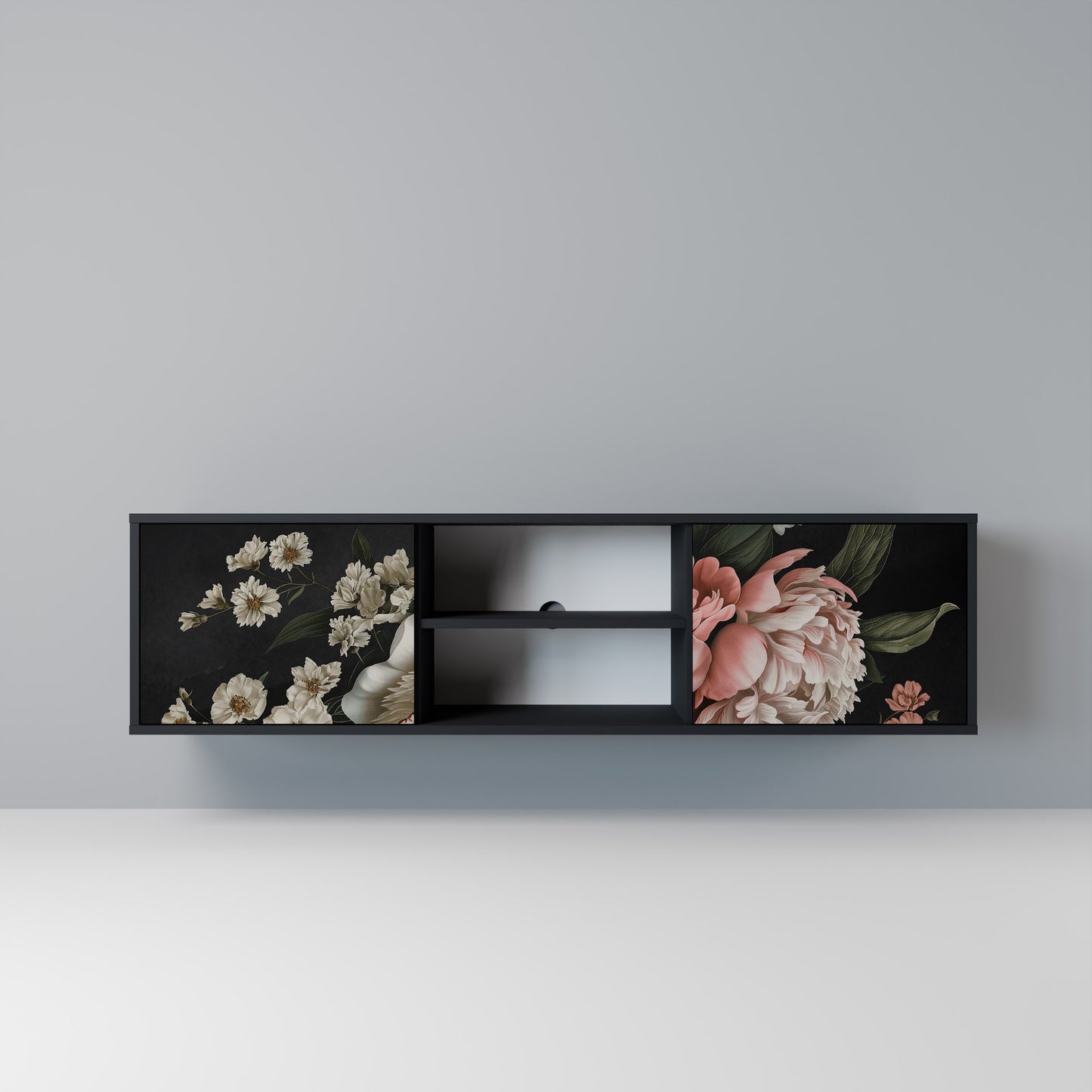 LUSH ELEGANCE Mobile TV a 2 Ante in Finitura Nera