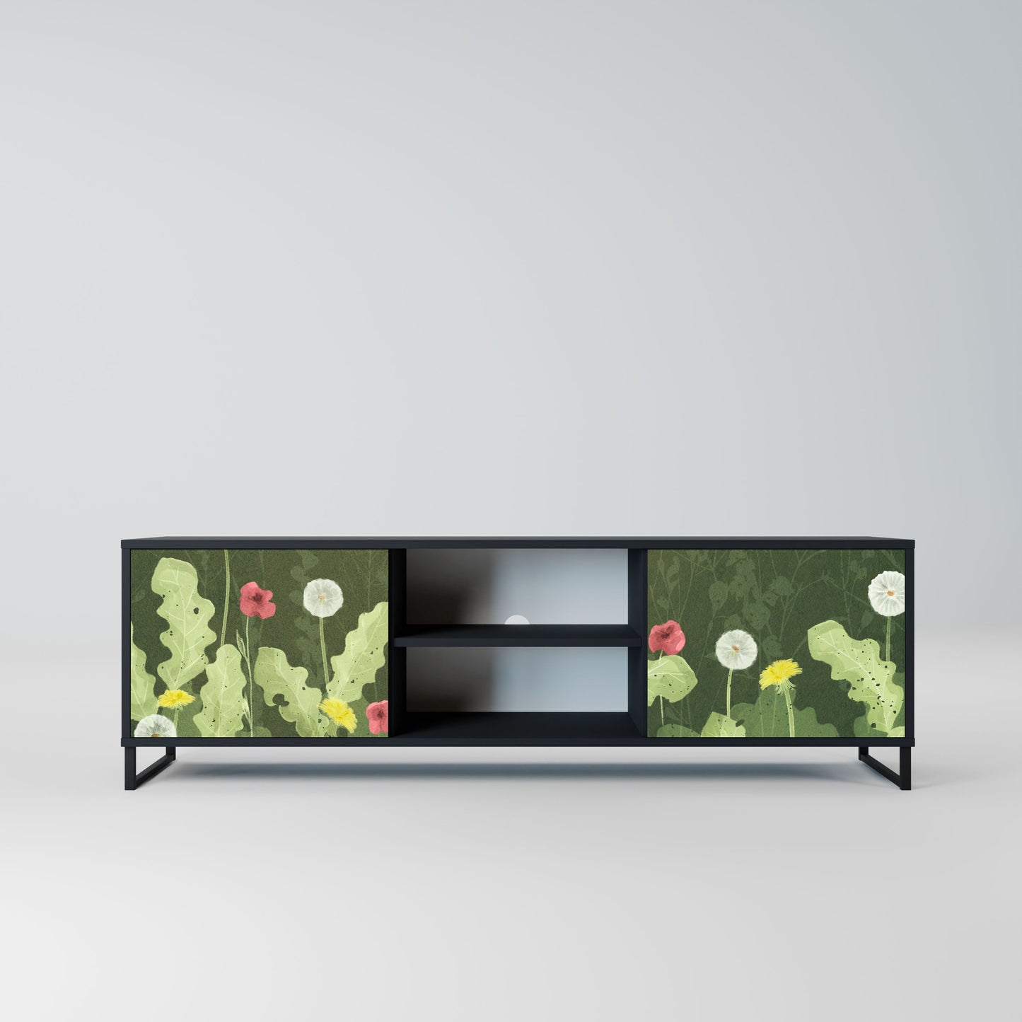 Mobile TV DANDELION AMUSE a 2 ante con finitura nera