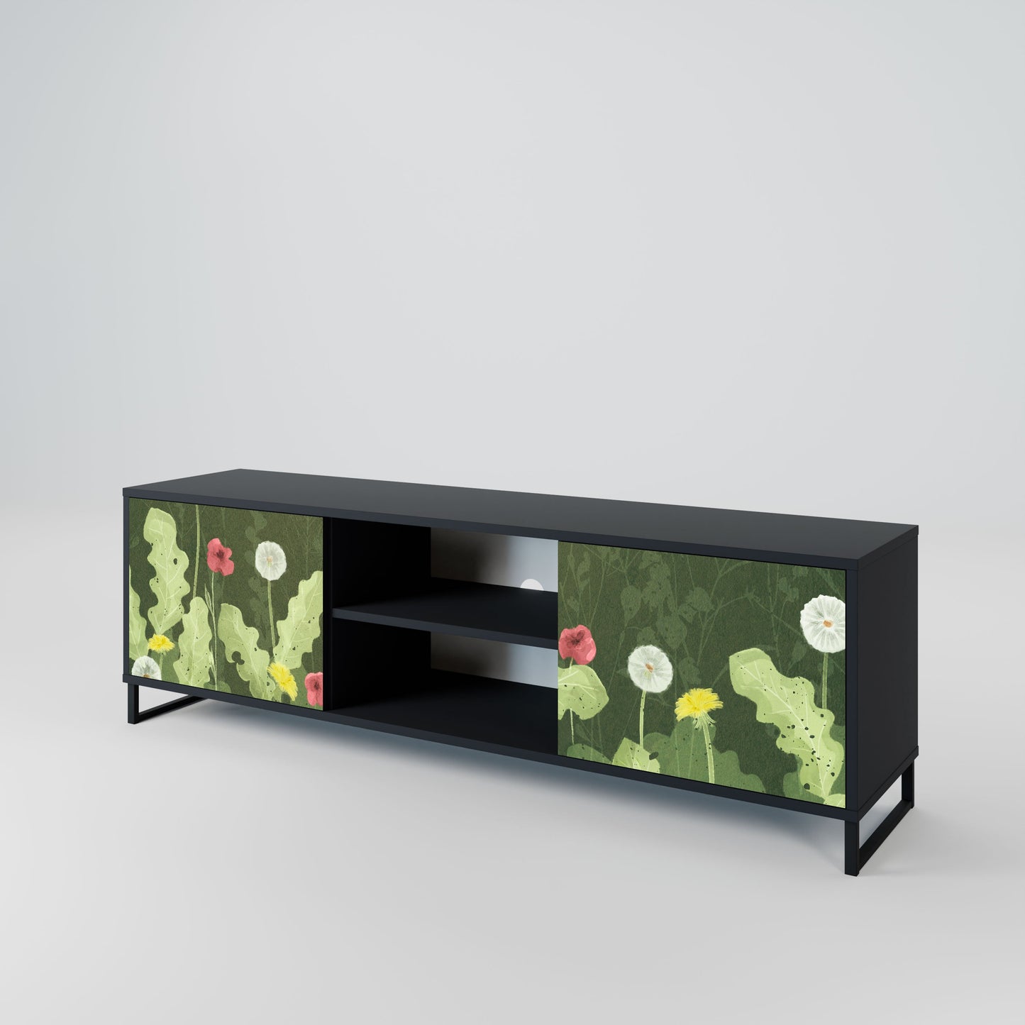 Mobile TV DANDELION AMUSE a 2 ante con finitura nera