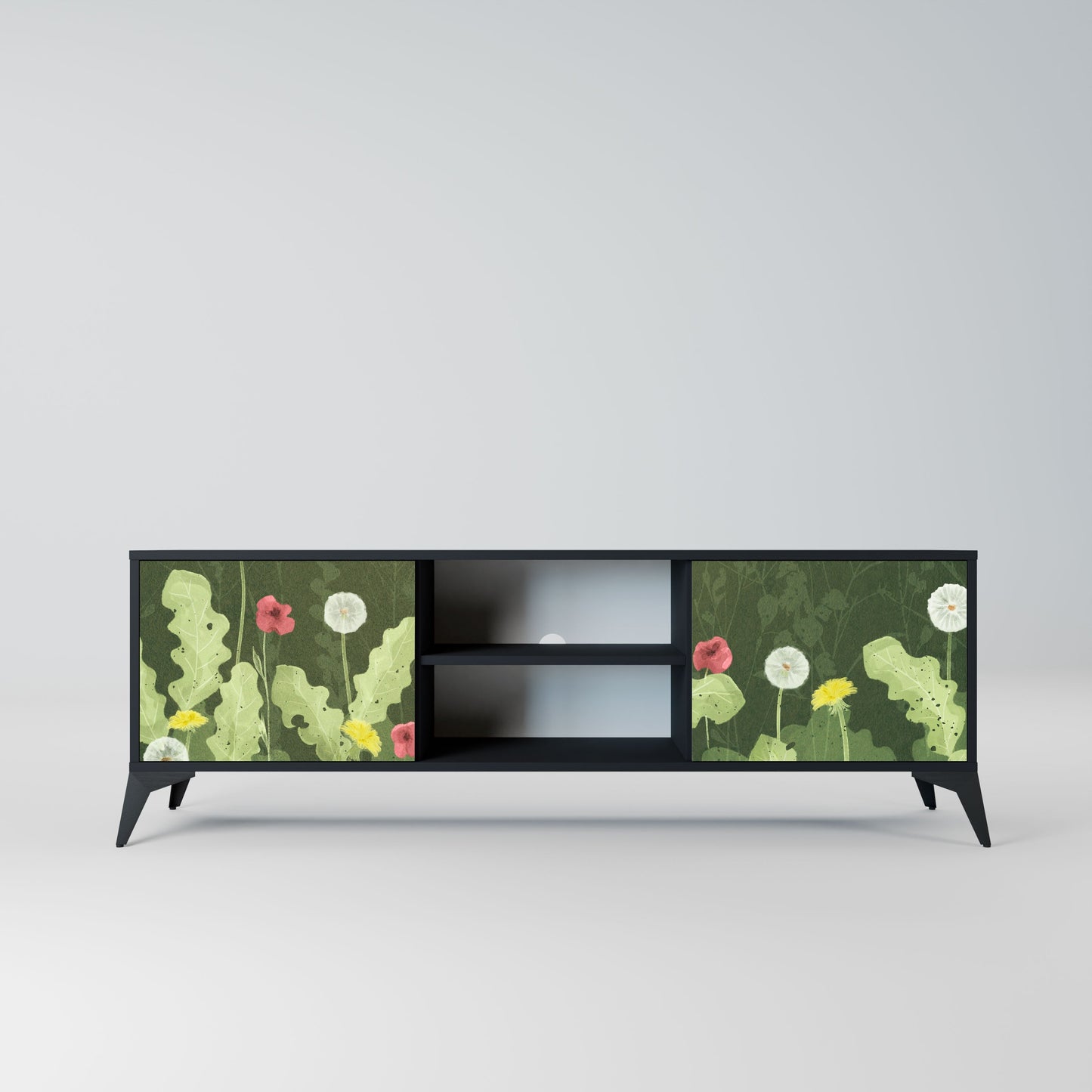 Mobile TV DANDELION AMUSE a 2 ante con finitura nera