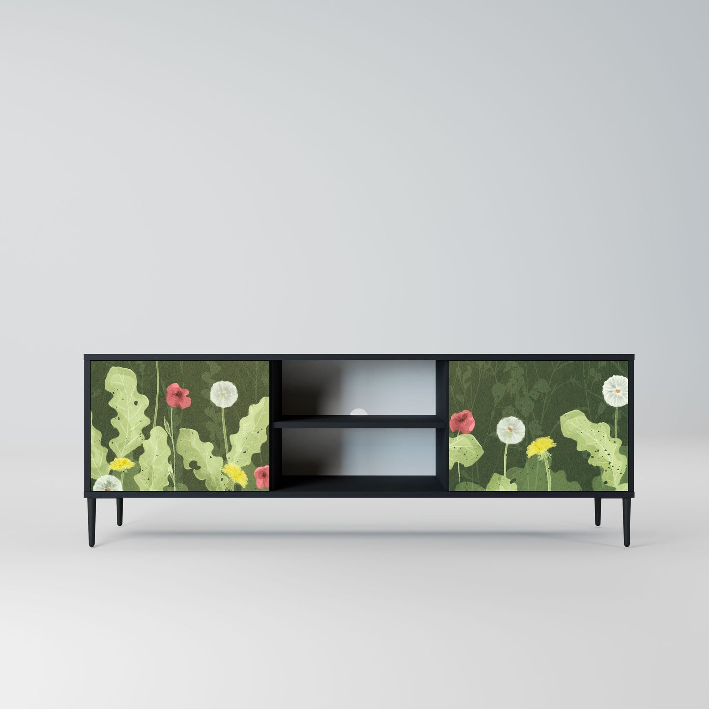 Mobile TV DANDELION AMUSE a 2 ante con finitura nera