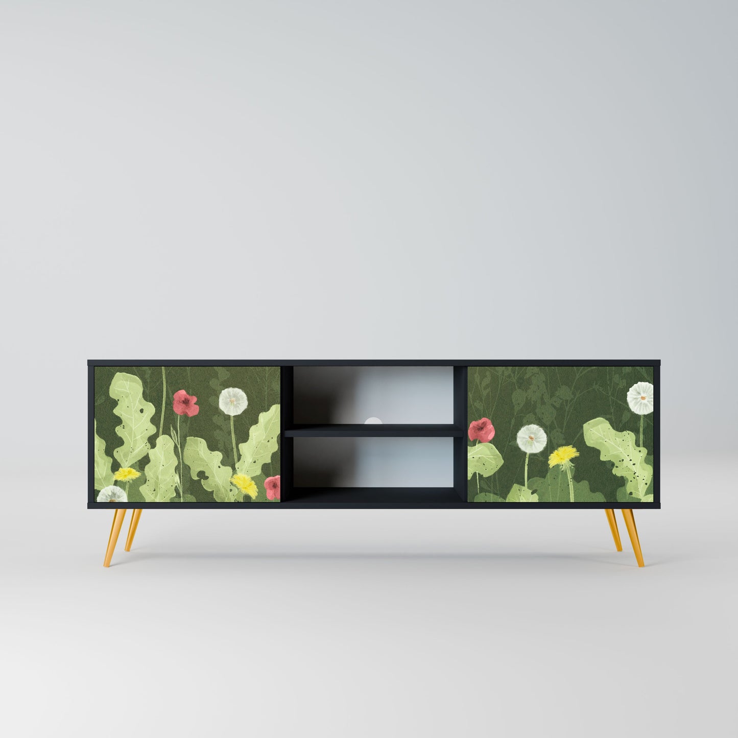 Mobile TV DANDELION AMUSE a 2 ante con finitura nera