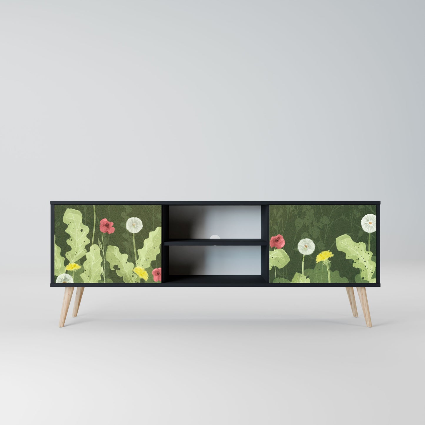 Mobile TV DANDELION AMUSE a 2 ante con finitura nera