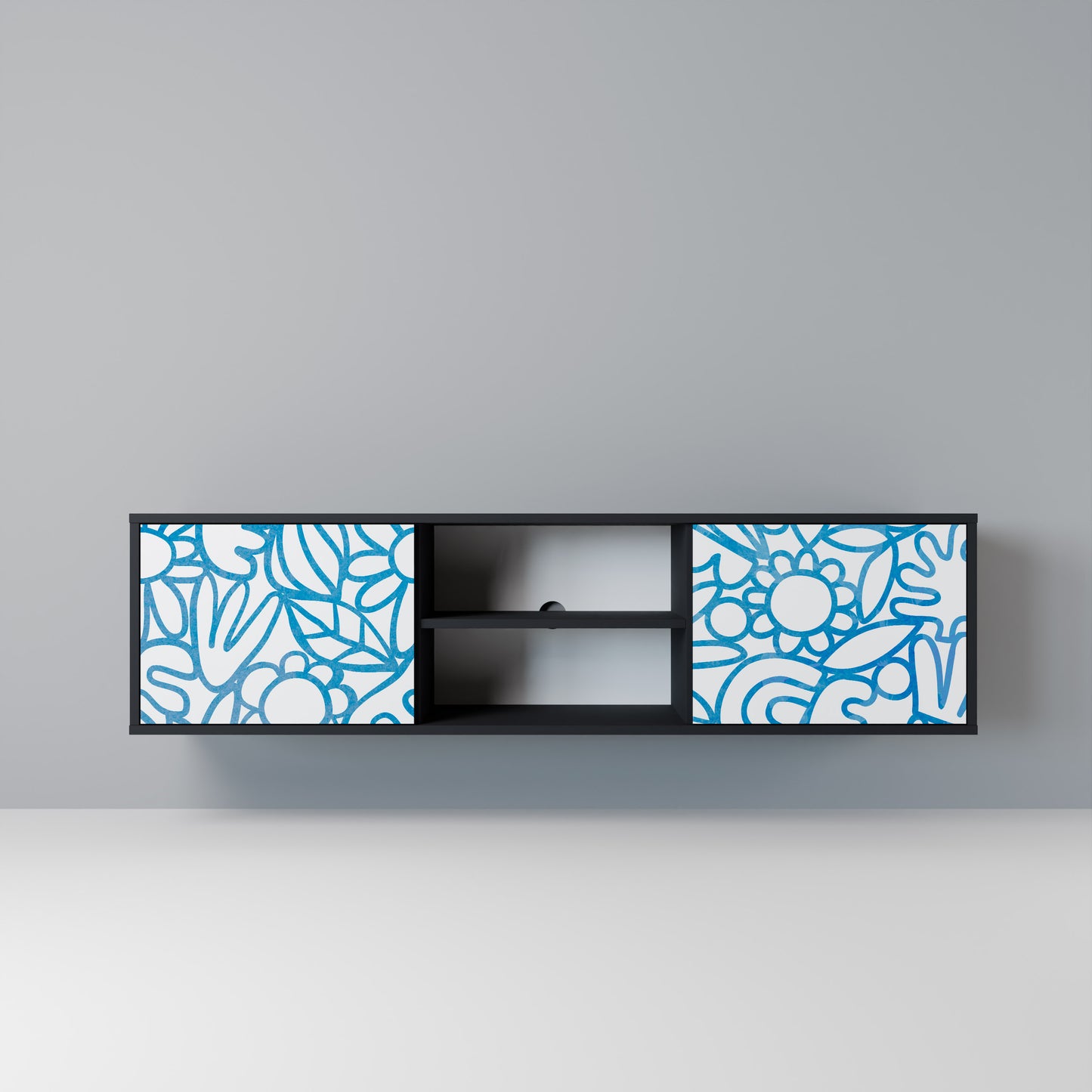 BLOOMY MORNING Mobile TV a 2 Ante in Finitura Nera