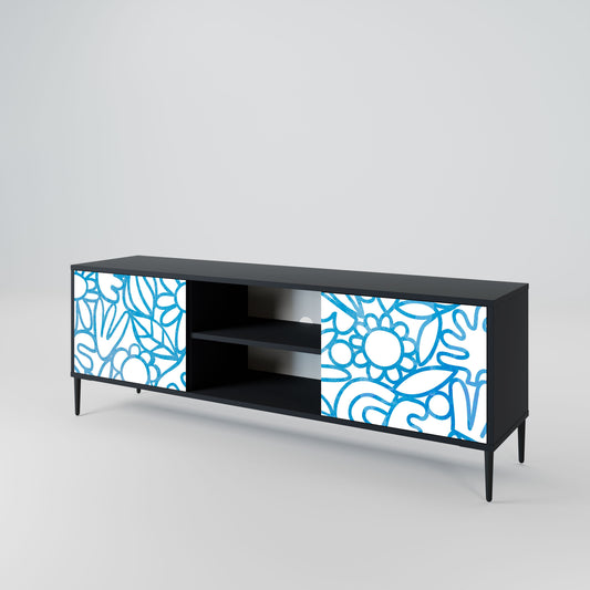 BLOOMY MORNING 2-Door TV Stand in Black Finish