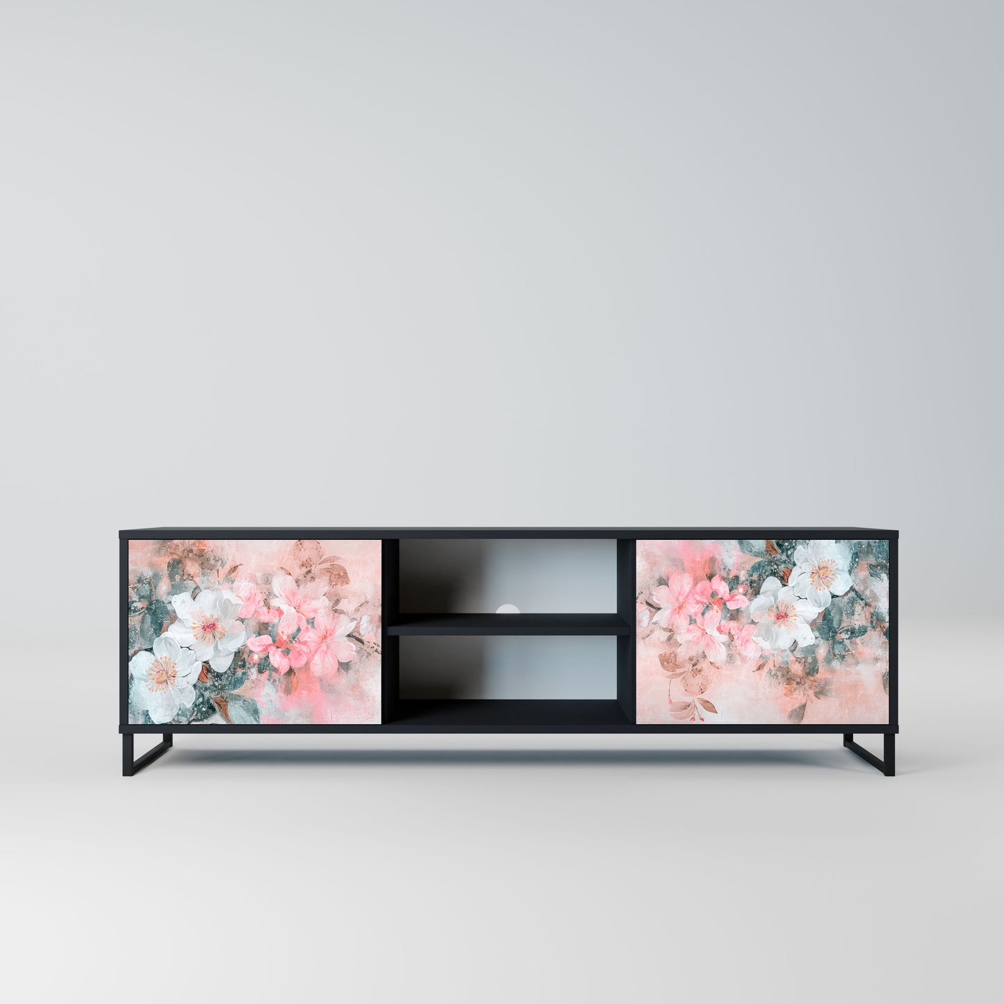 CHERRY BLOSSOM 2-Door TV Stand in Black Finish