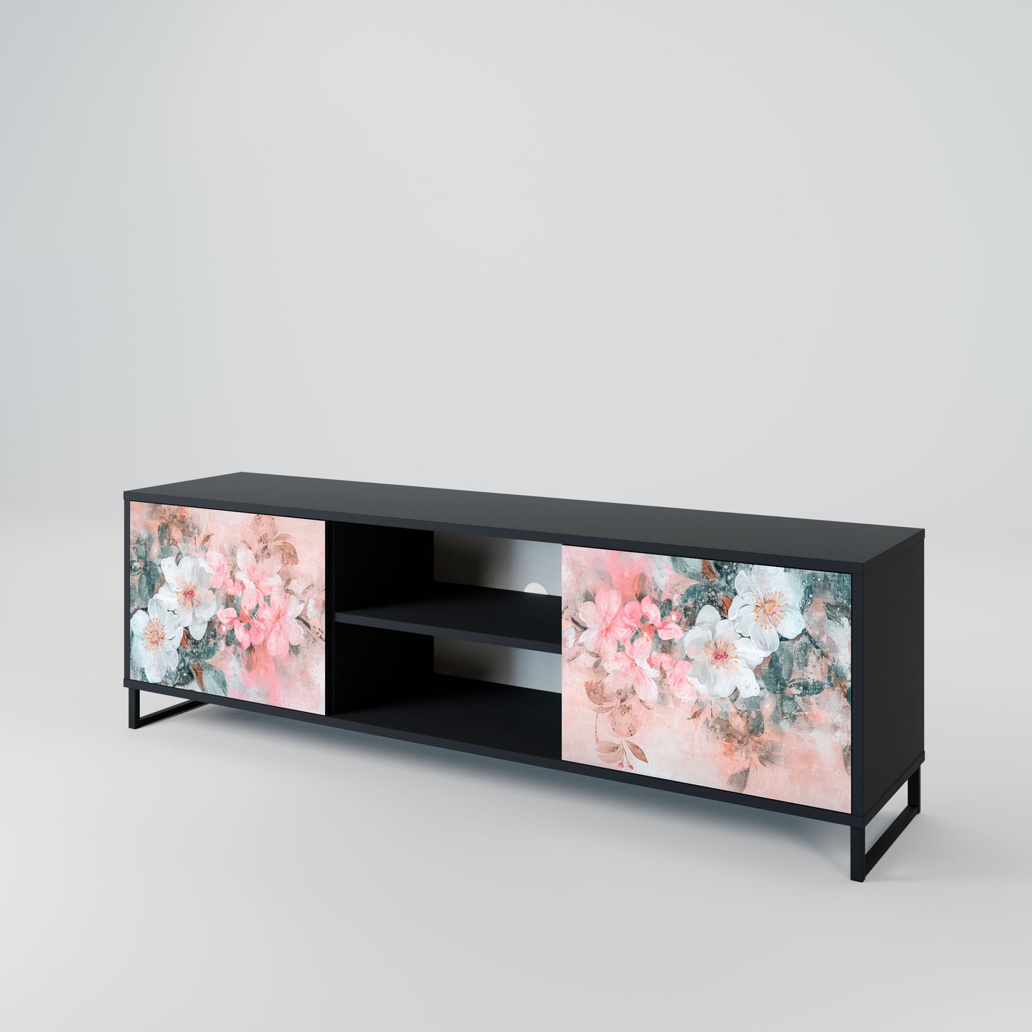 CHERRY BLOSSOM 2-Door TV Stand in Black Finish