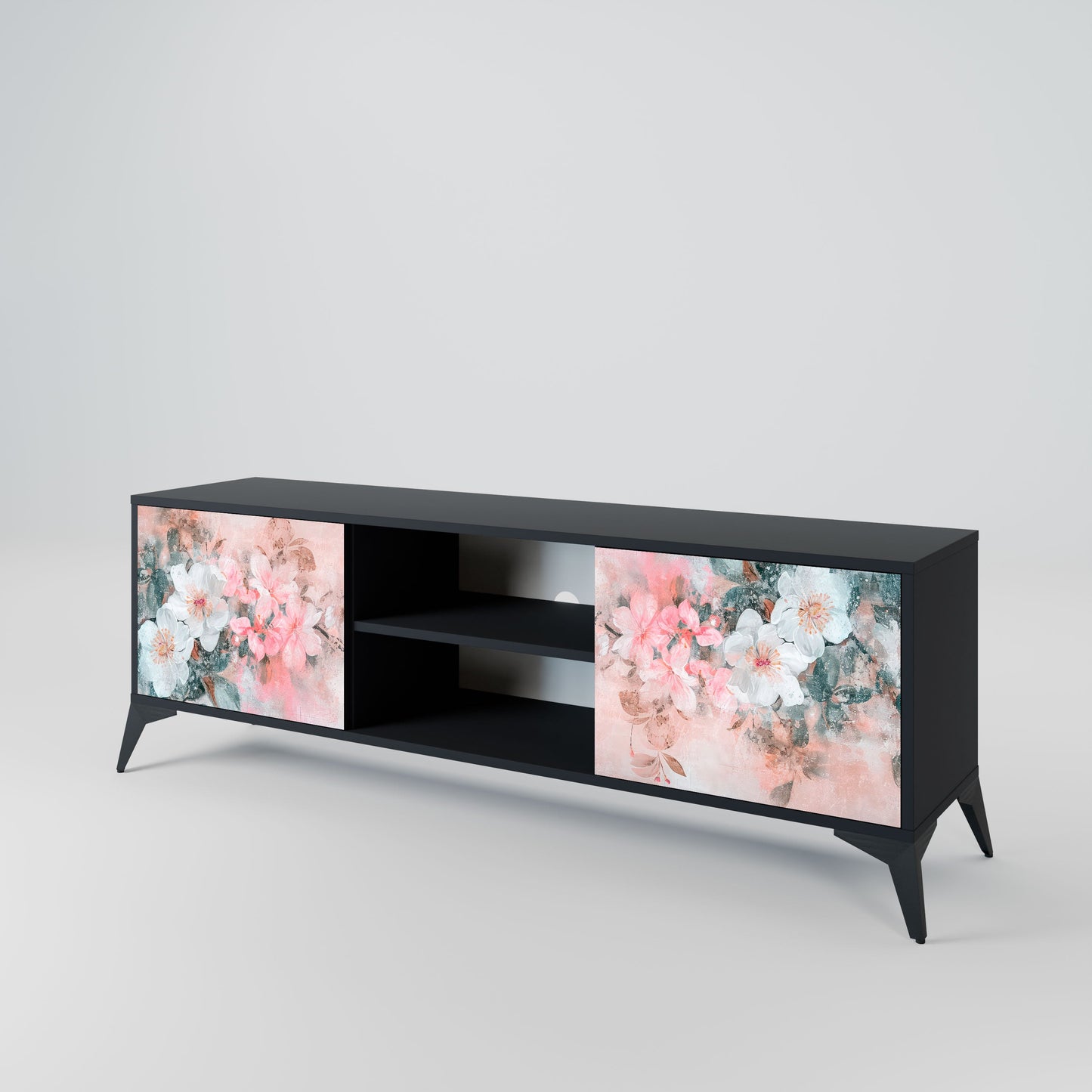 CHERRY BLOSSOM 2-Door TV Stand in Black Finish