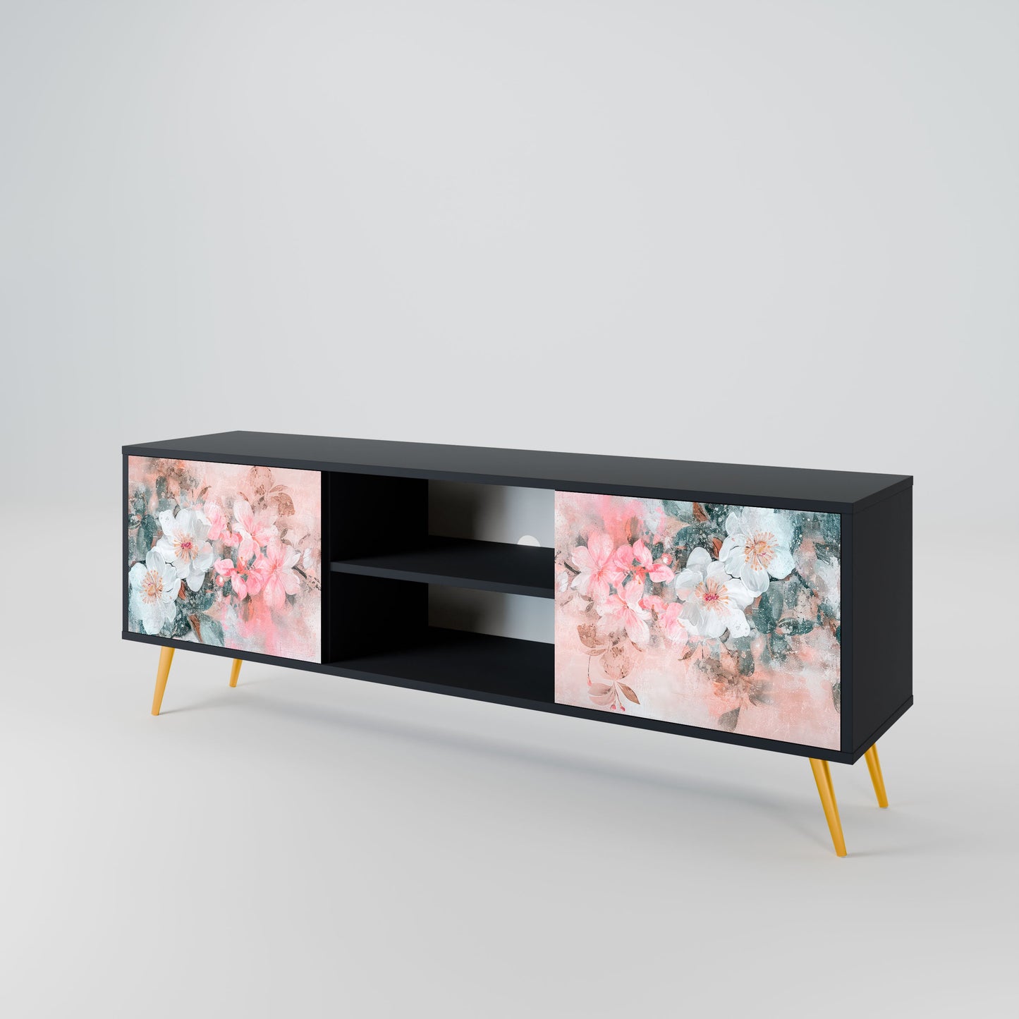 CHERRY BLOSSOM 2-Door TV Stand in Black Finish