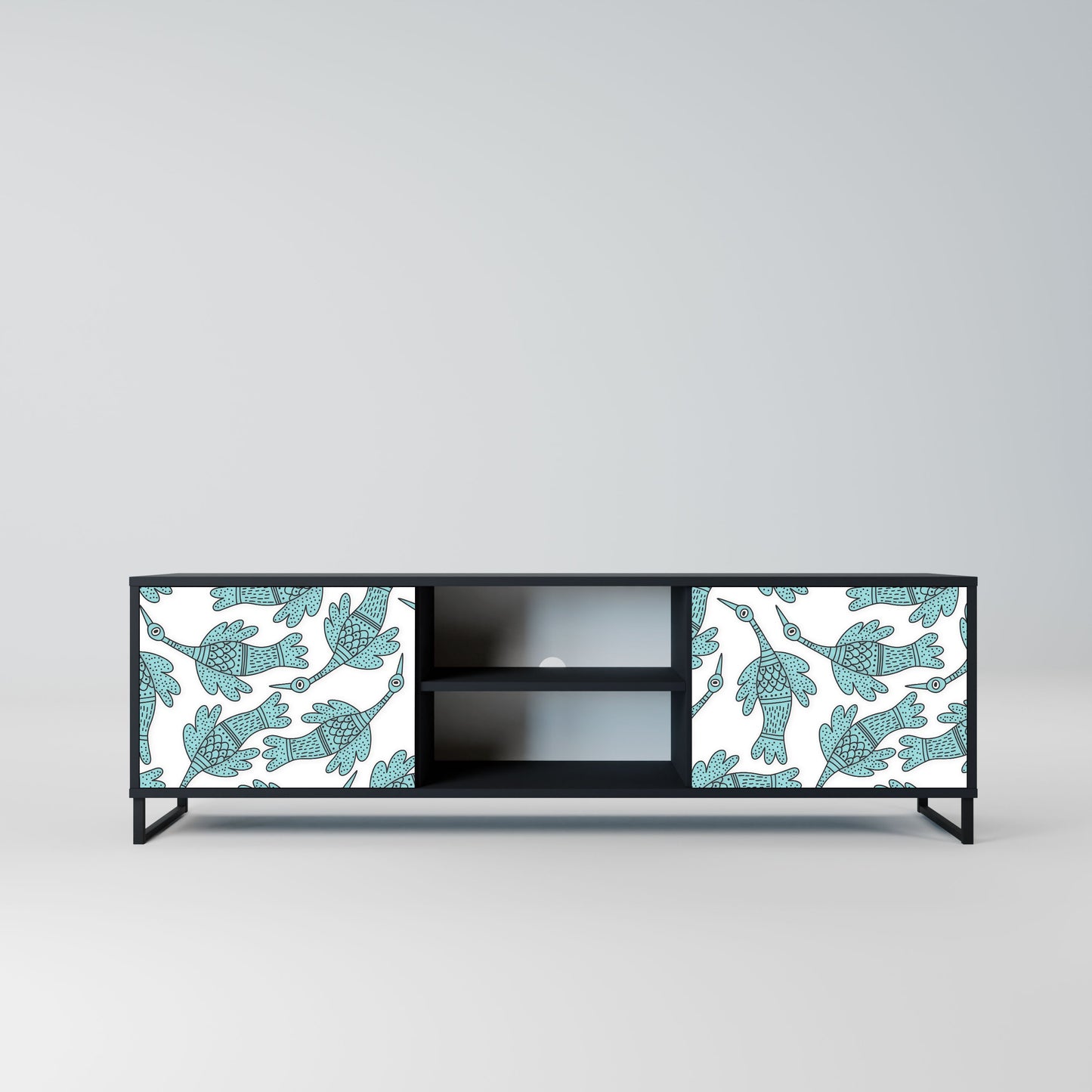 WATERSPOUT SONGIBIRD 2-Door TV Stand in Black Finish