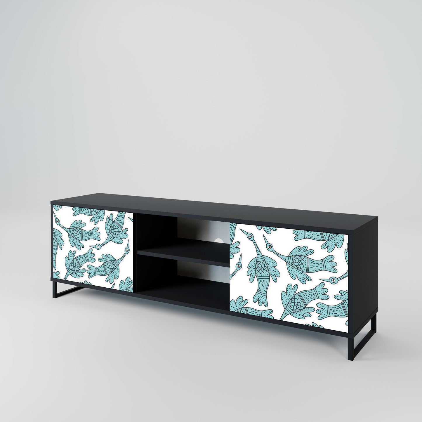 WATERSPOUT SONGIBIRD 2-Door TV Stand in Black Finish