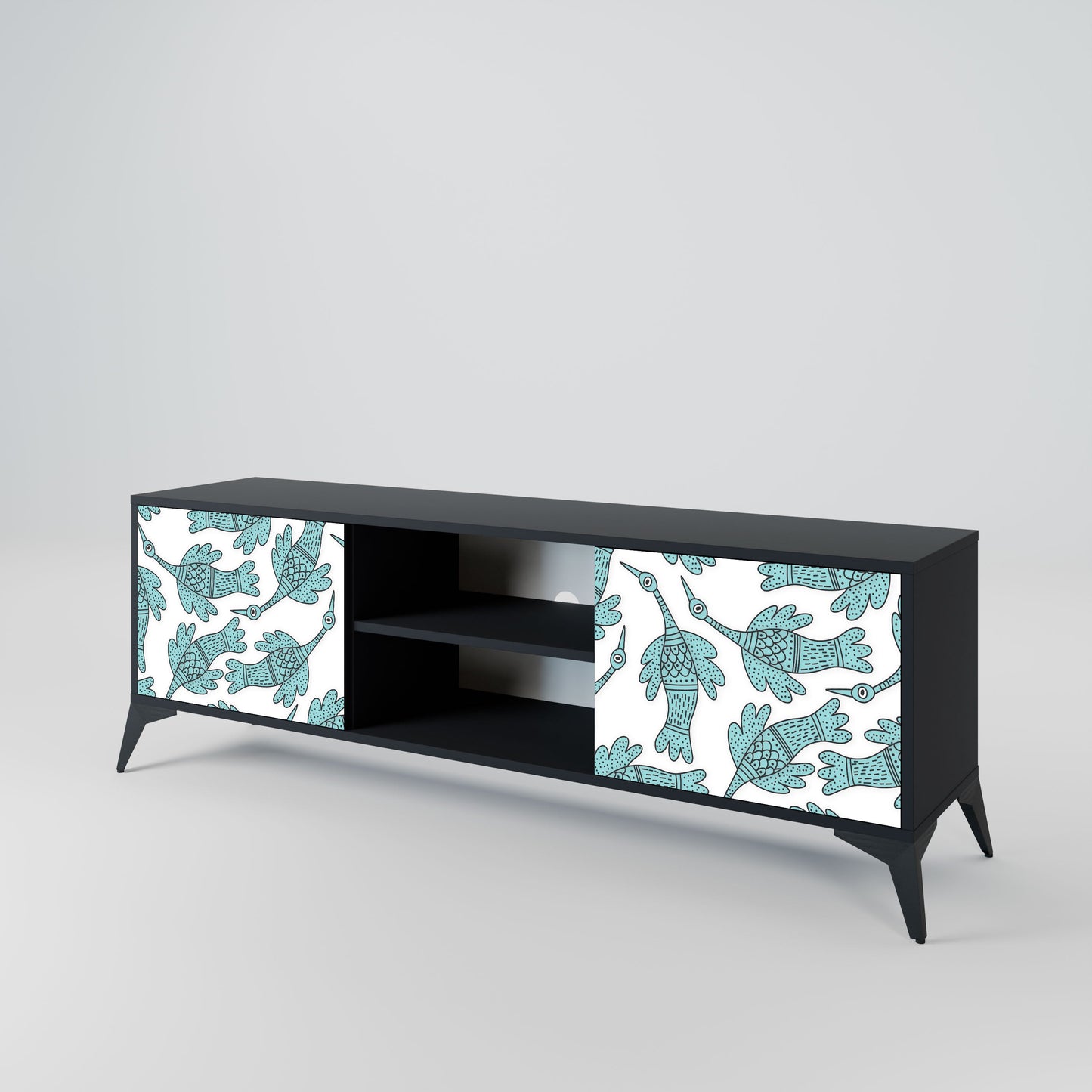 WATERSPOUT SONGIBIRD 2-Door TV Stand in Black Finish