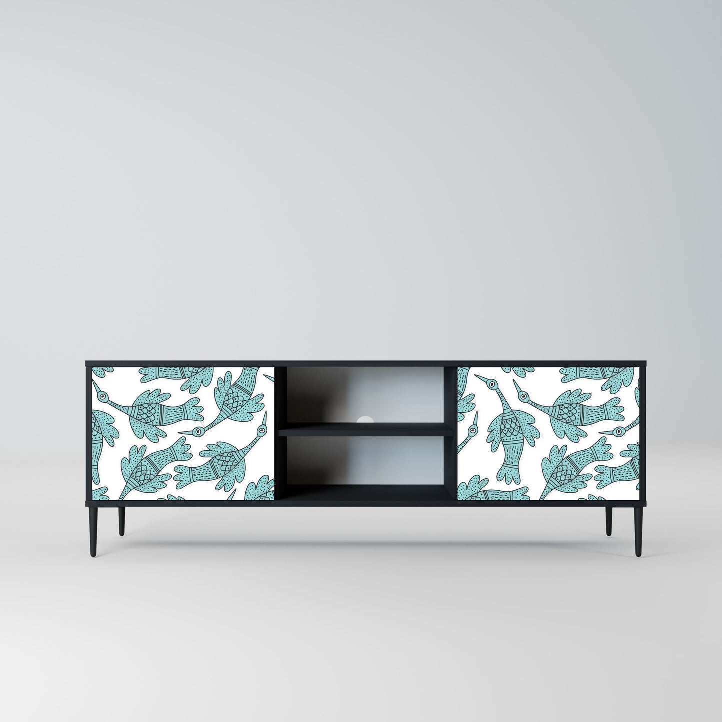 WATERSPOUT SONGIBIRD 2-Door TV Stand in Black Finish