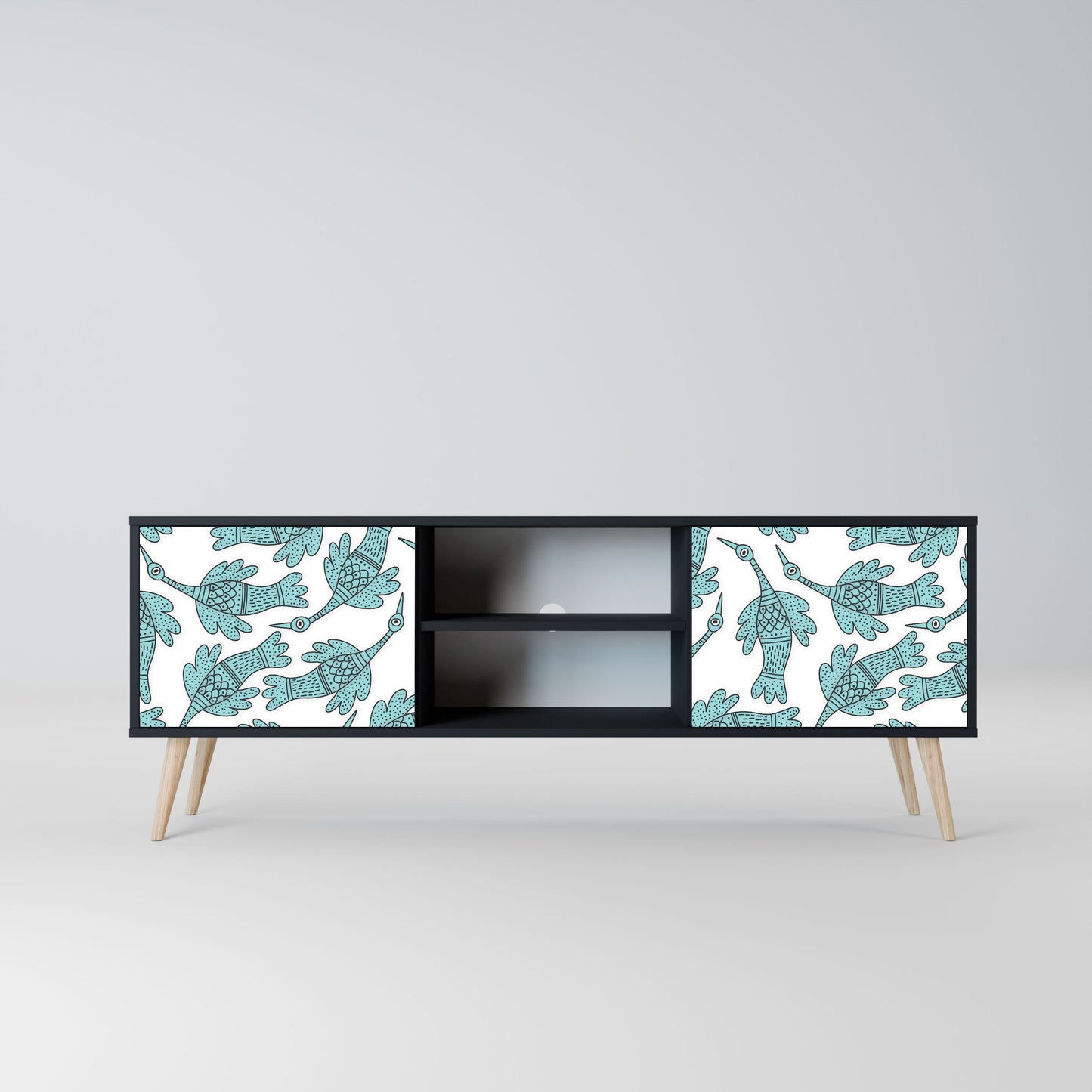 WATERSPOUT SONGIBIRD 2-Door TV Stand in Black Finish