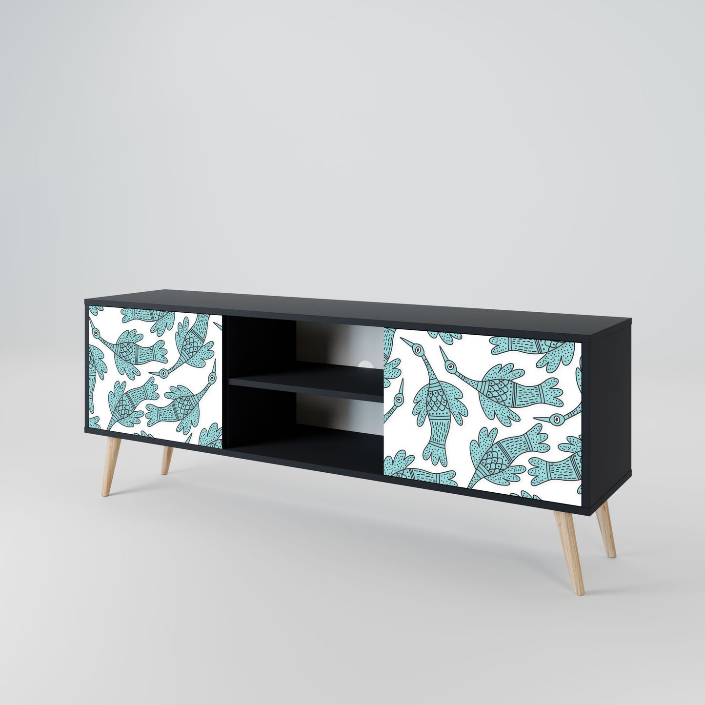 WATERSPOUT SONGIBIRD 2-Door TV Stand in Black Finish