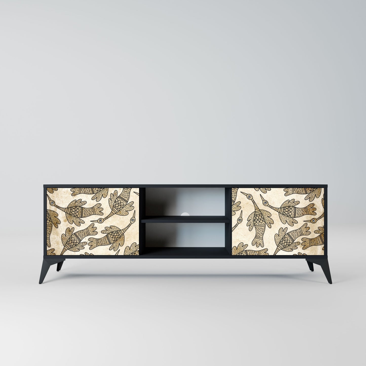 Mobile TV ALMONDINE SONGBIRD a 2 ante con finitura nera