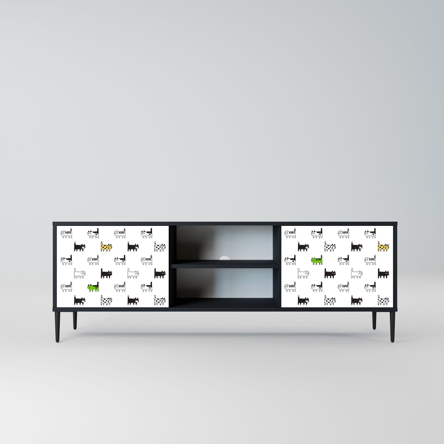 CATS COMPILATION 2-Door TV Stand in Black Finish