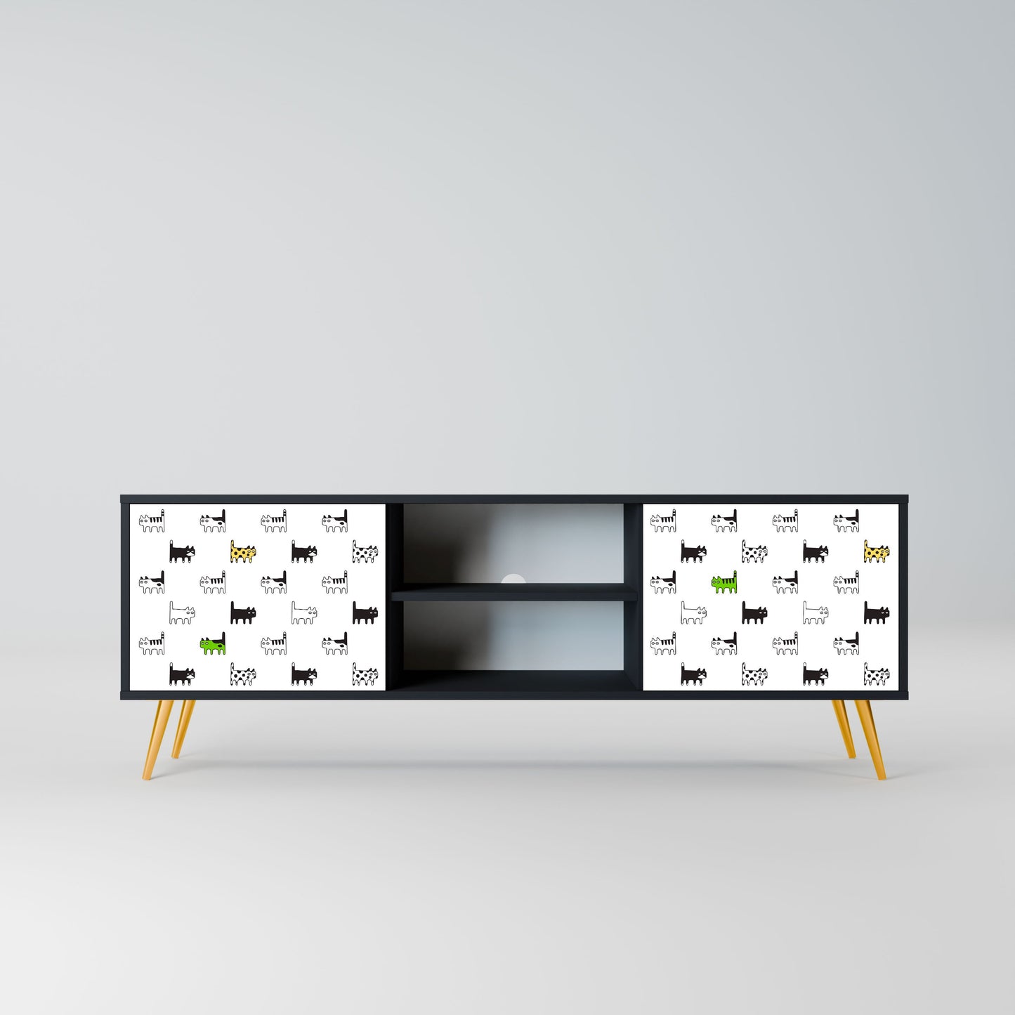 CATS COMPILATION 2-Door TV Stand in Black Finish