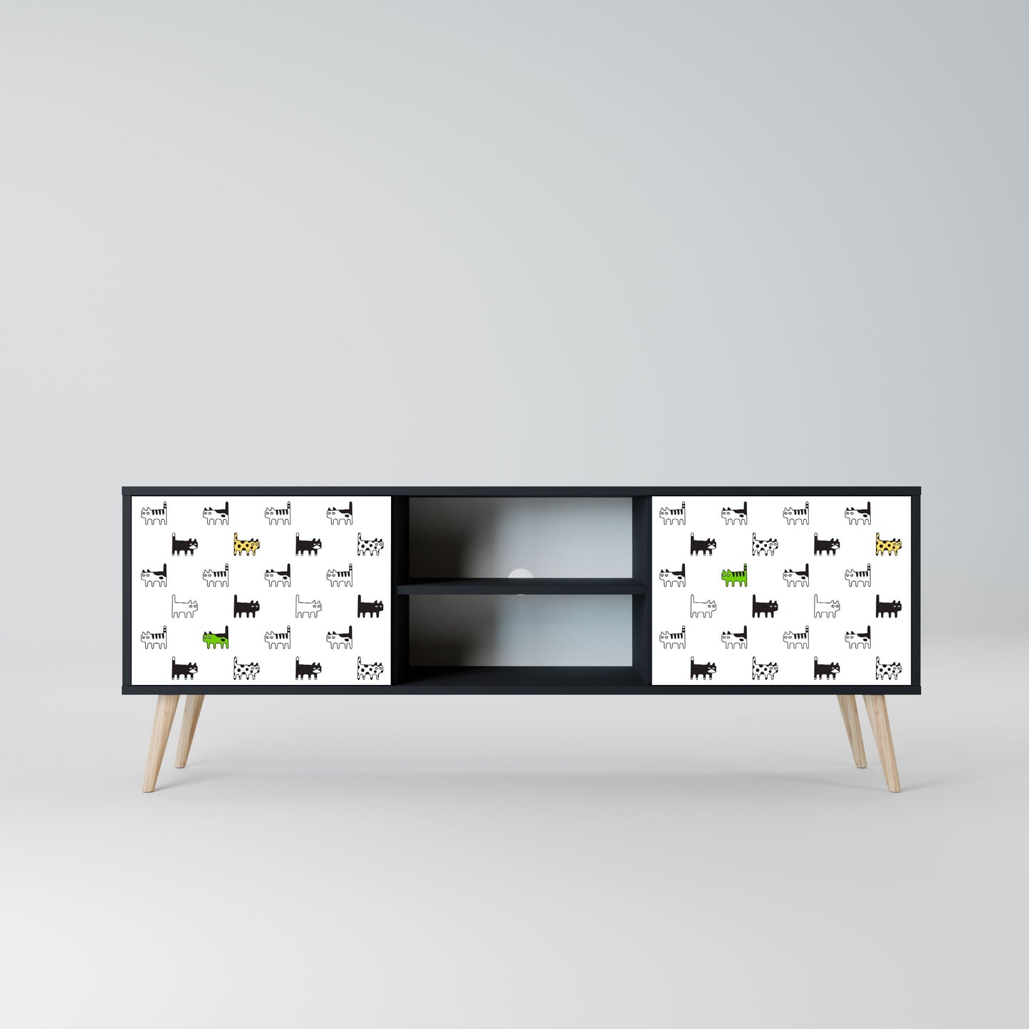 CATS COMPILATION 2-Door TV Stand in Black Finish