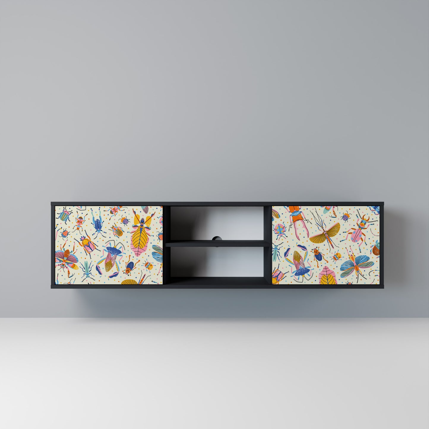COLORFUL INSECTS Mobile TV a 2 Ante in Finitura Nera