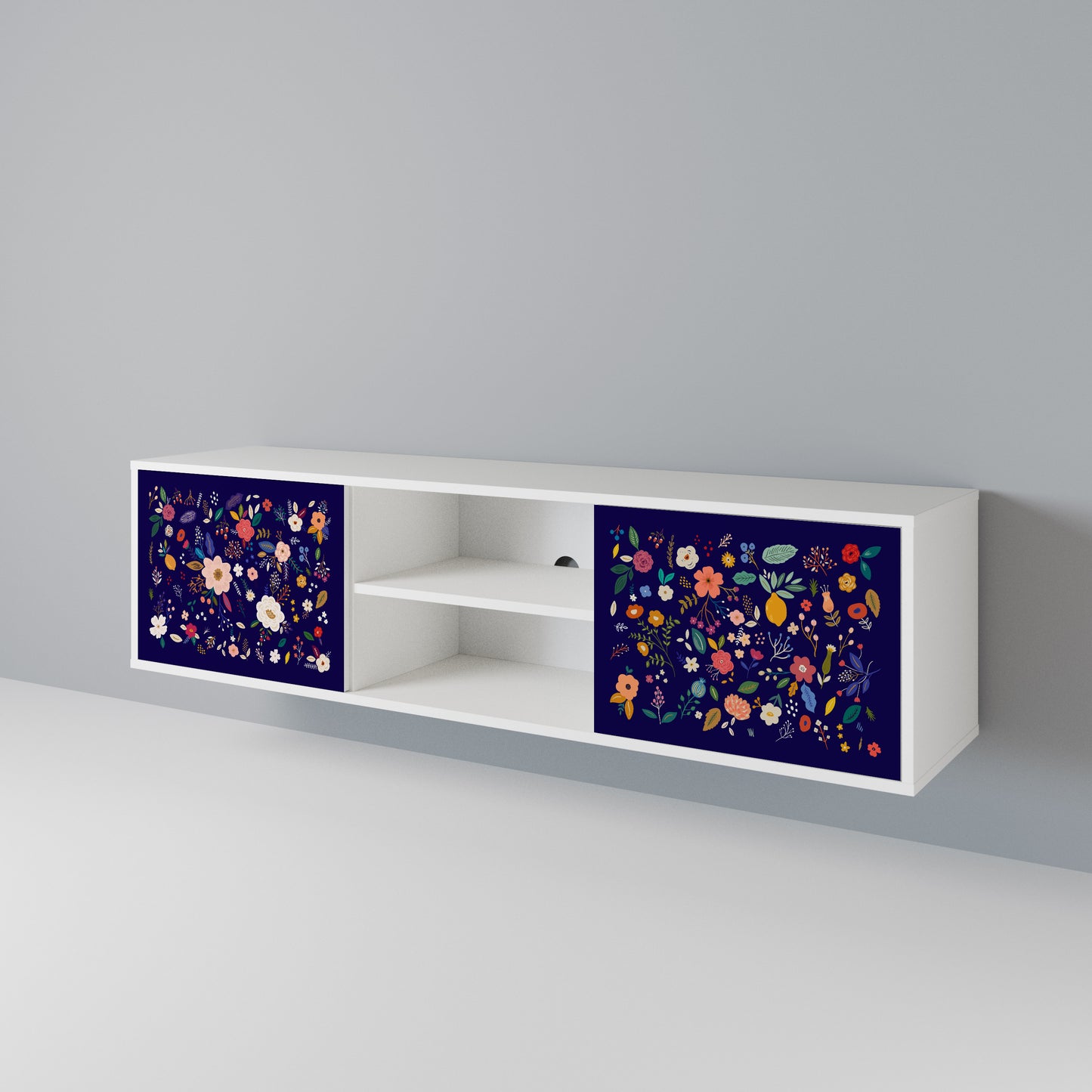 FLORAL COMBINATION Mobile TV a 2 Ante in Finitura Bianca