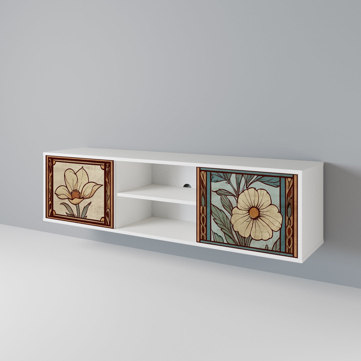 TIMELESS FLORA Mobile TV a 2 Ante in Finitura Bianca