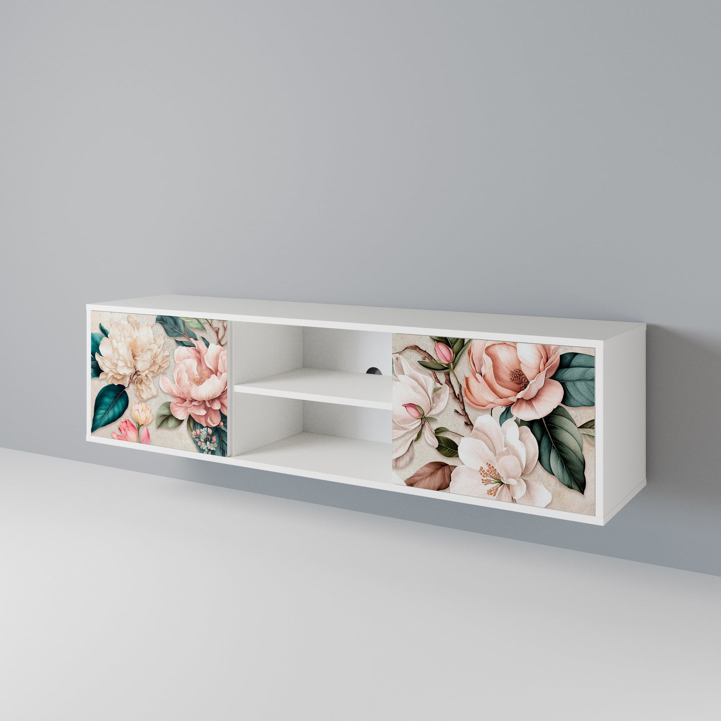 FLORAL GRACE Mobile TV a 2 Ante in Finitura Bianca