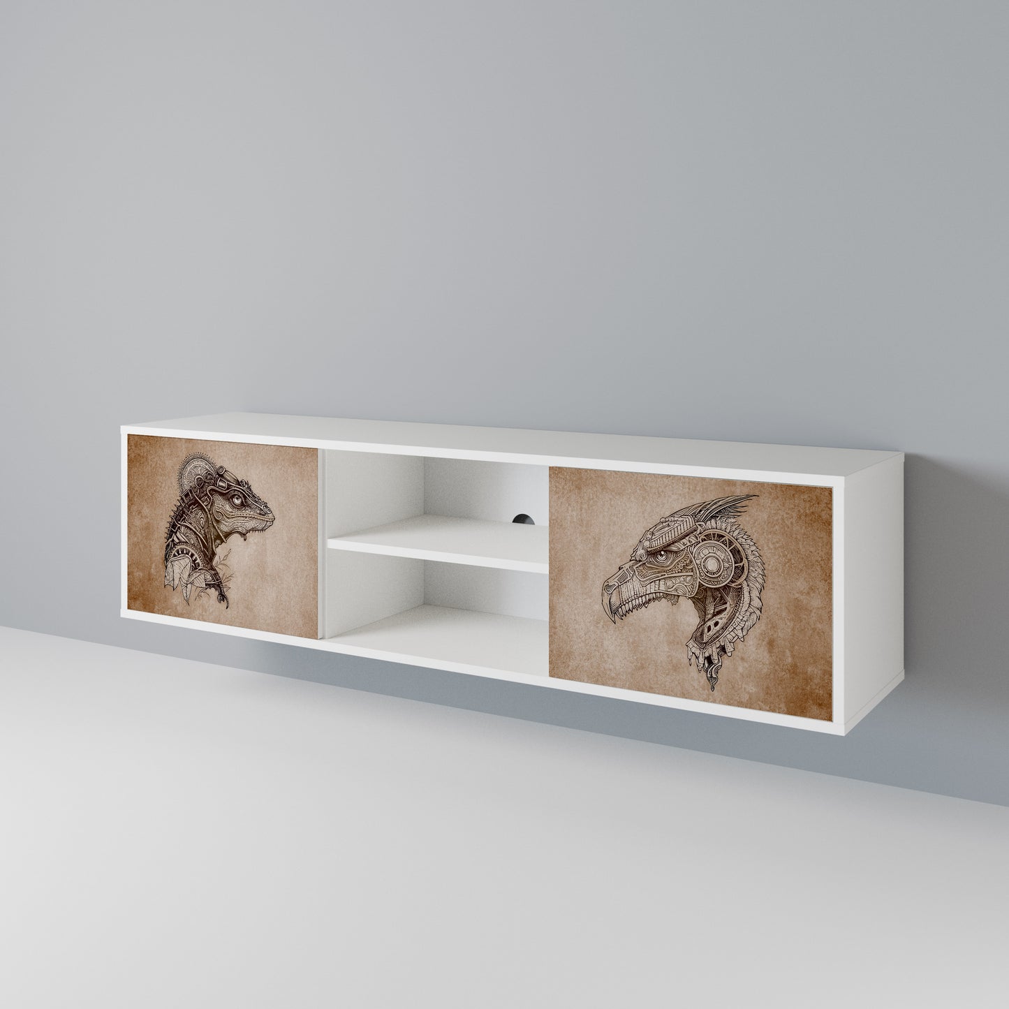 STEAMPUNK CLAN Mobile TV a 2 Ante in Finitura Bianca